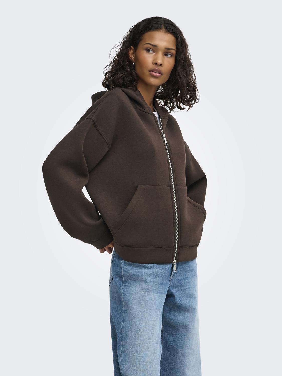 JDYSABRINA L/S SCUBA ZIP HOODIE JRS NOOS