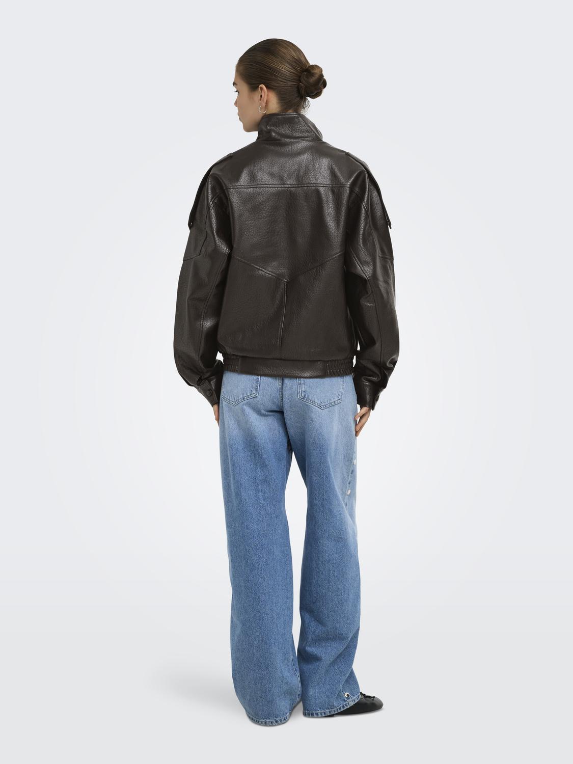 JDYRAYE PU OVERSIZED BOMBER JACKET PNT - 2