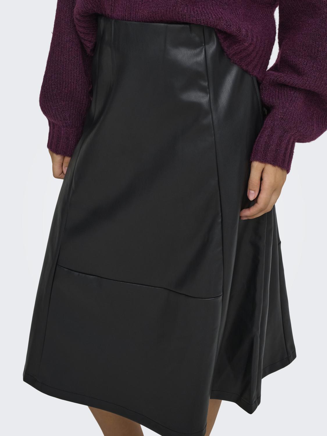 ONLFIBY MW FAUX LEATHER LONG SKIRT PNT - 5