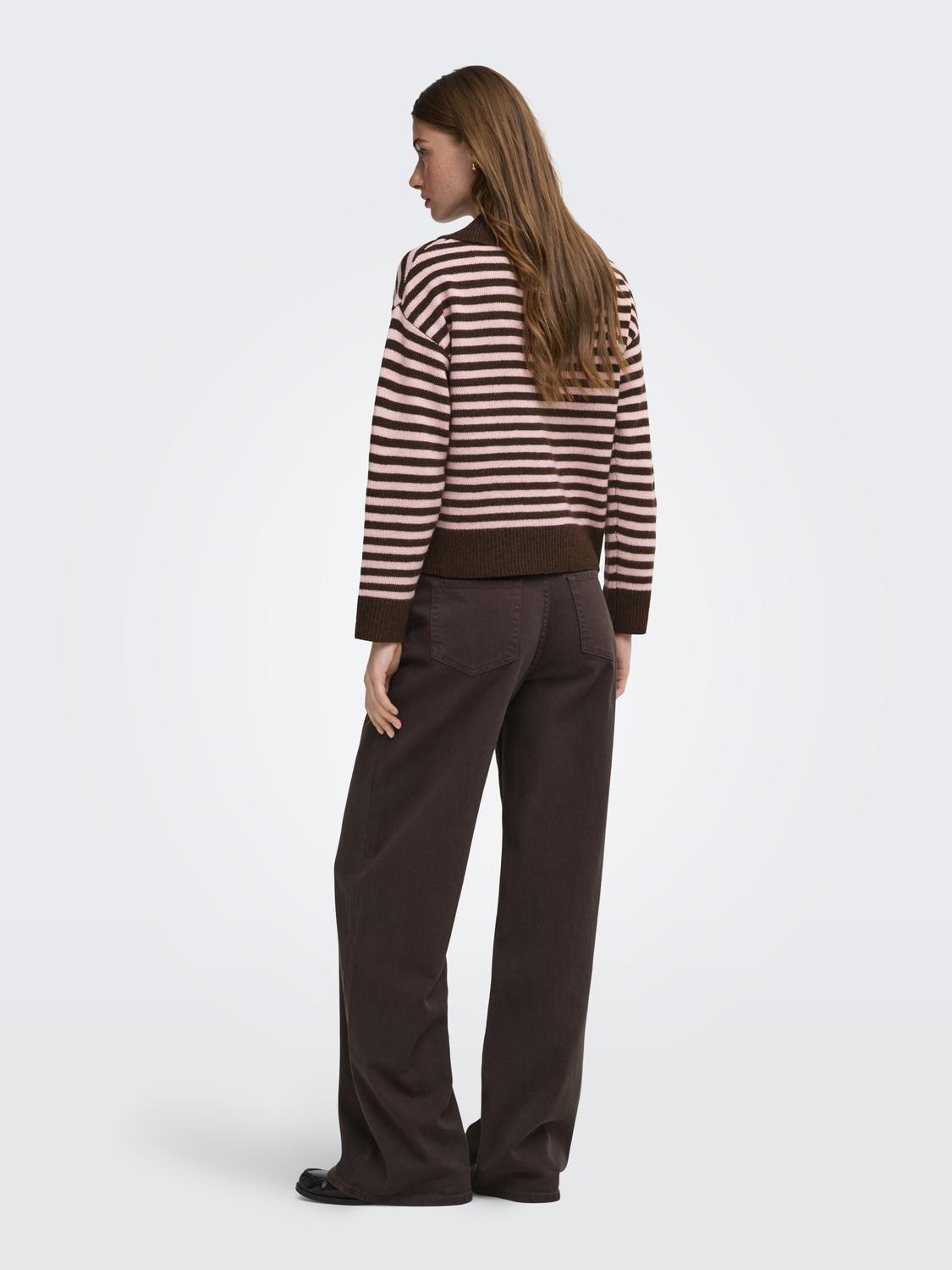 ONLALIVIA LS COLLAR NECK STRIPE EX KNT - 2