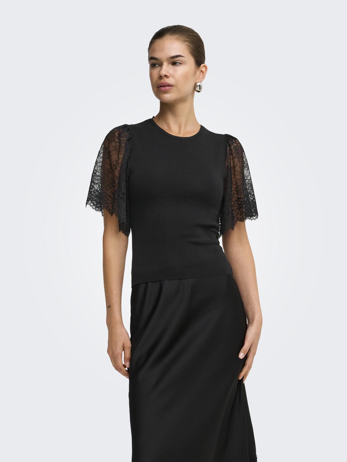 ONLCOPRA SS O-NECK WOVEN MIX EX KNT