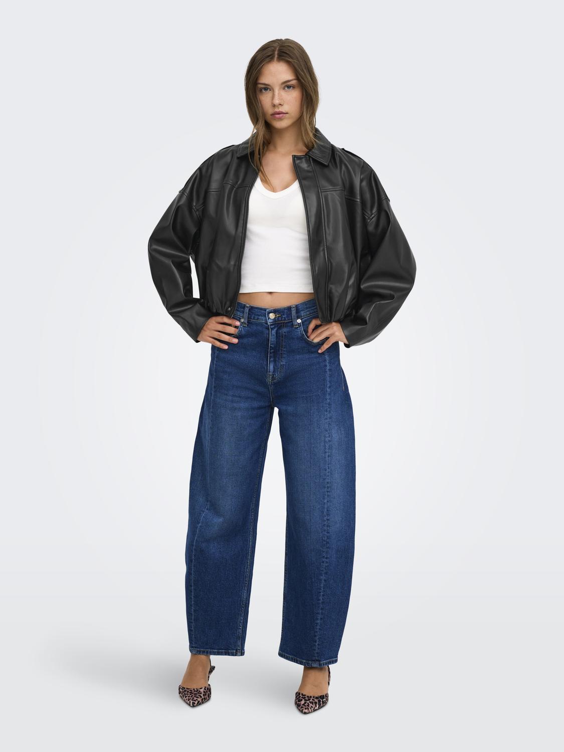 ONLMOON-NELI L/S FAUX LEATHER BOMBER PNT - 6