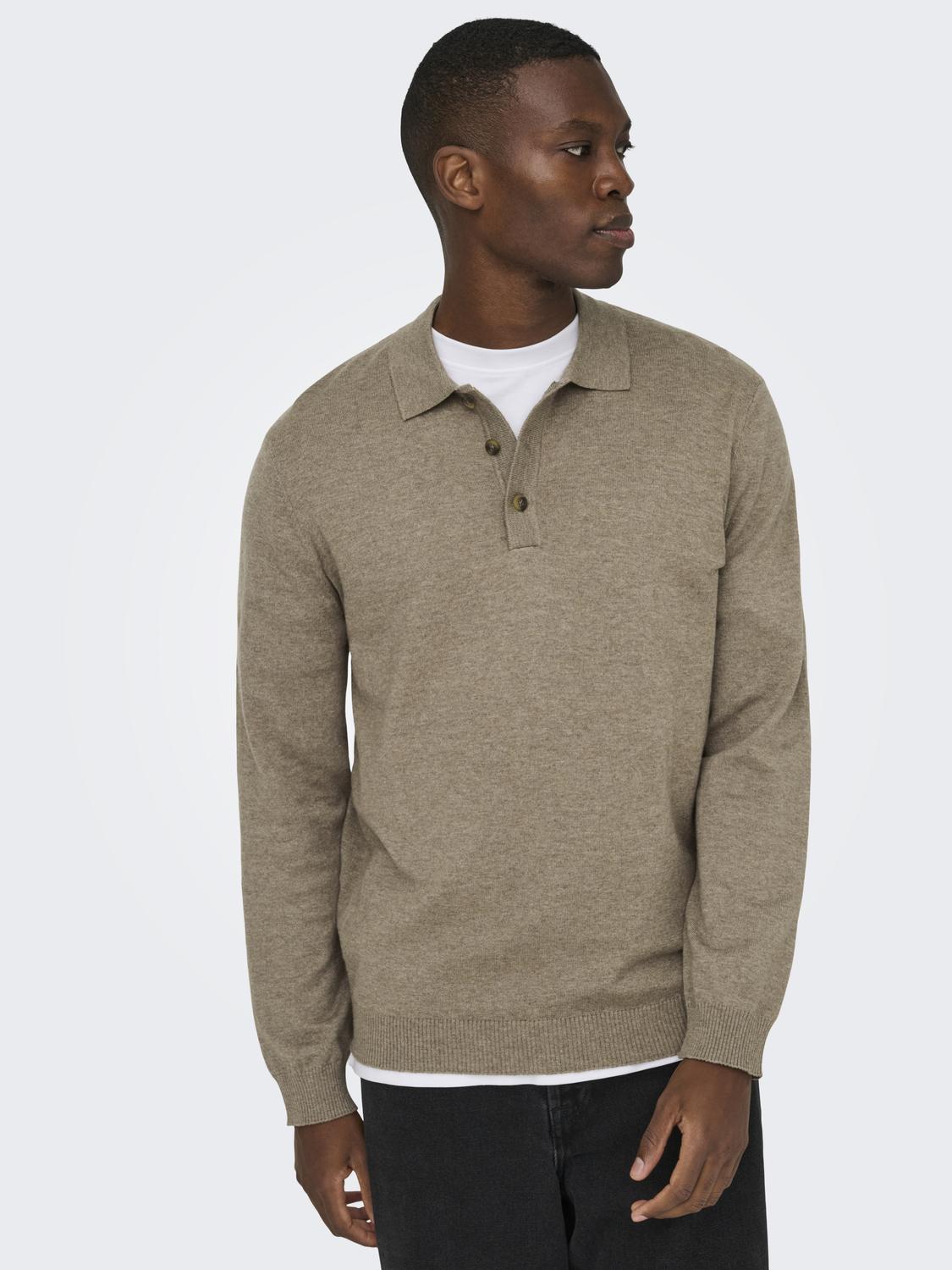 ONSLOUI REG 12 LS MEL POLO KNIT NOOS - 4