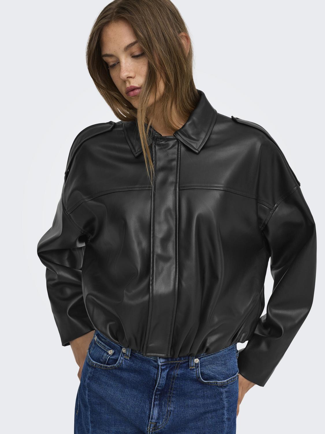 ONLMOON-NELI L/S FAUX LEATHER BOMBER PNT - 4