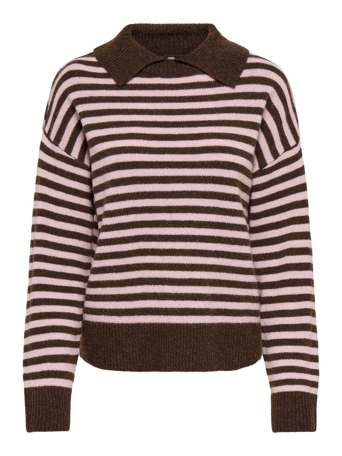 ONLALIVIA LS COLLAR NECK STRIPE EX KNT - 3