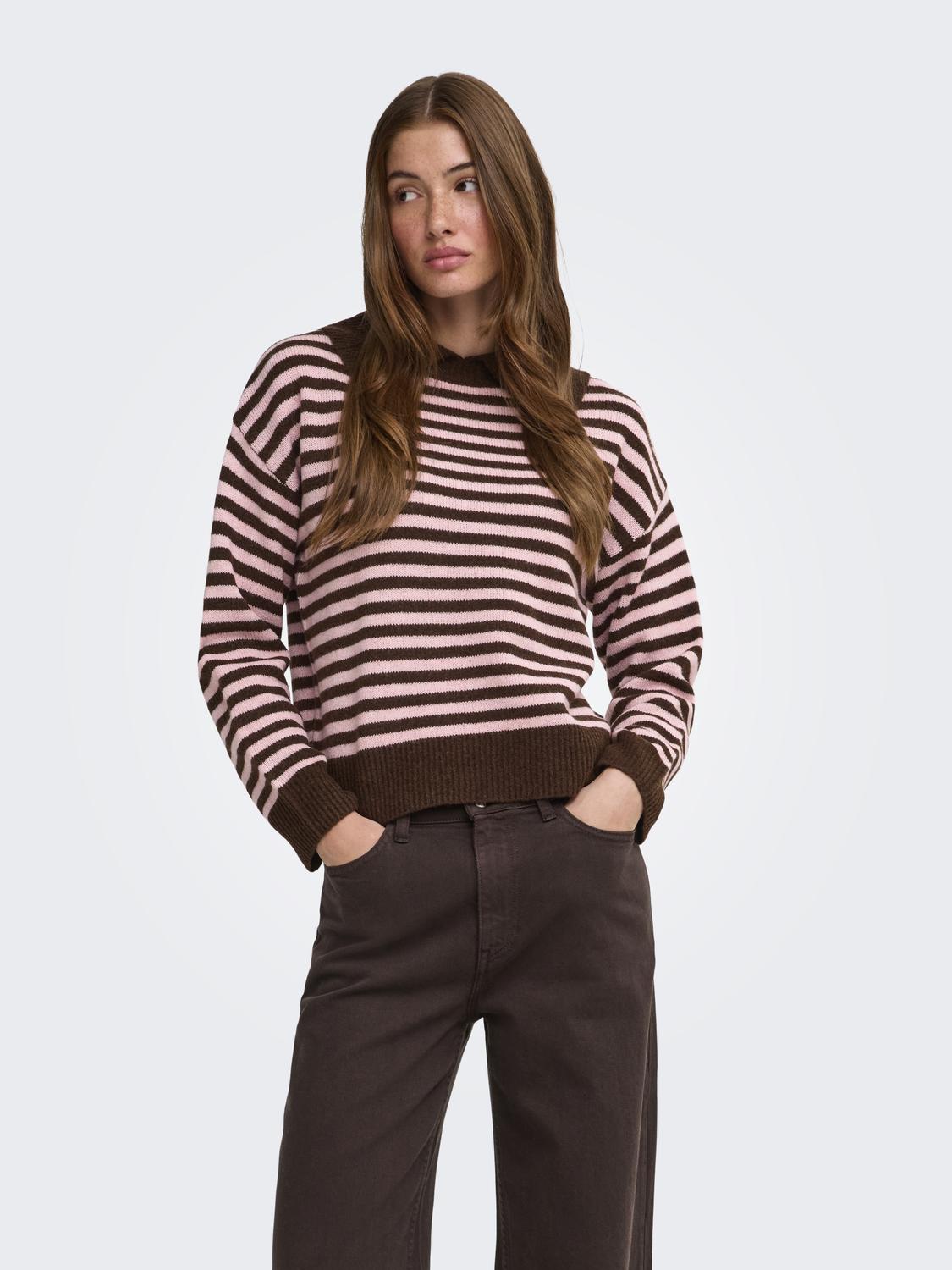 ONLALIVIA LS COLLAR NECK STRIPE EX KNT