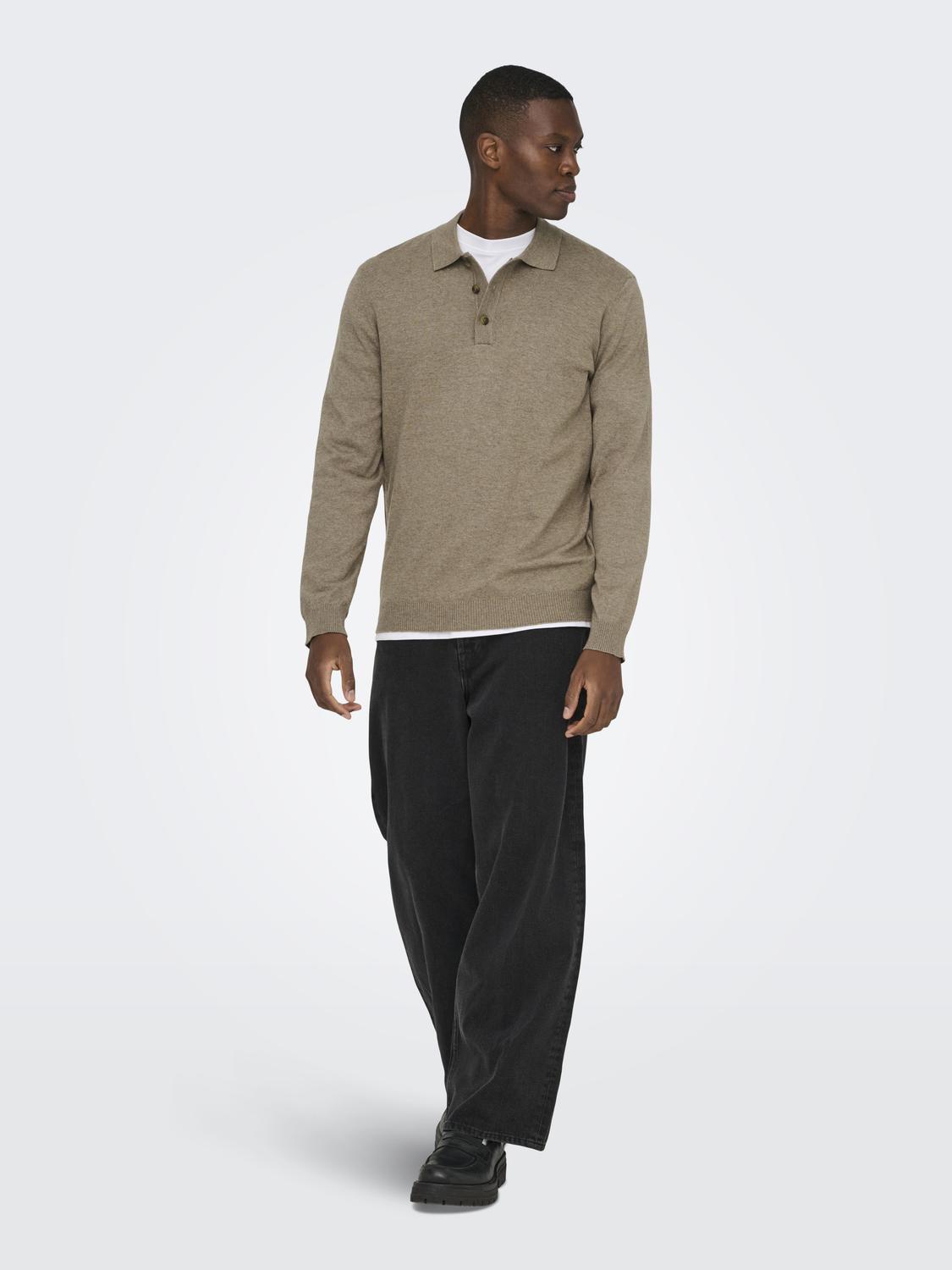 ONSLOUI REG 12 LS MEL POLO KNIT NOOS - 6