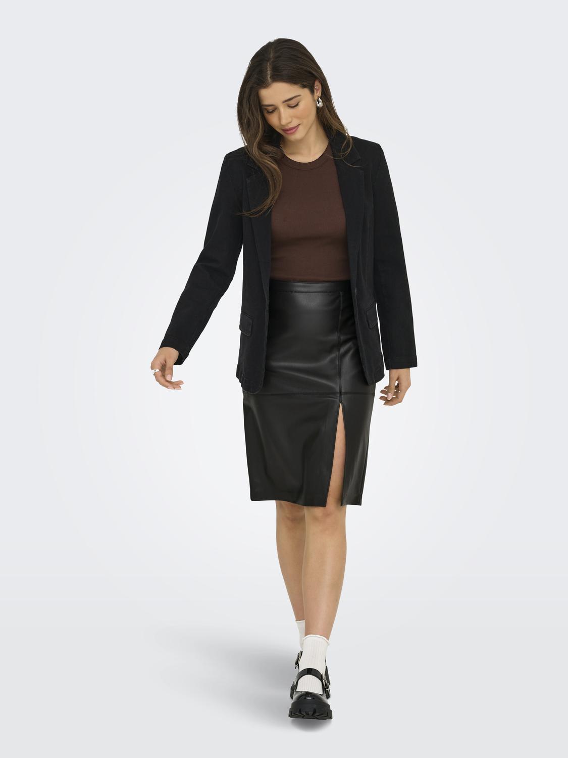 ONLOLINE Beschichteter Midirock mit Schlitz - 6
