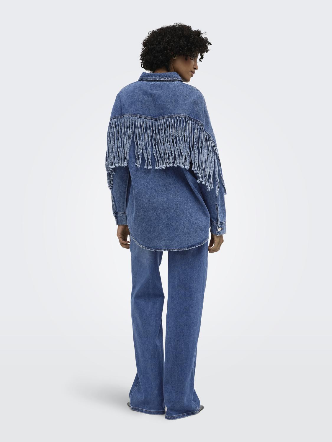 ONLMAUREEN LS FRINGE DNM SHIRT AKM - 2