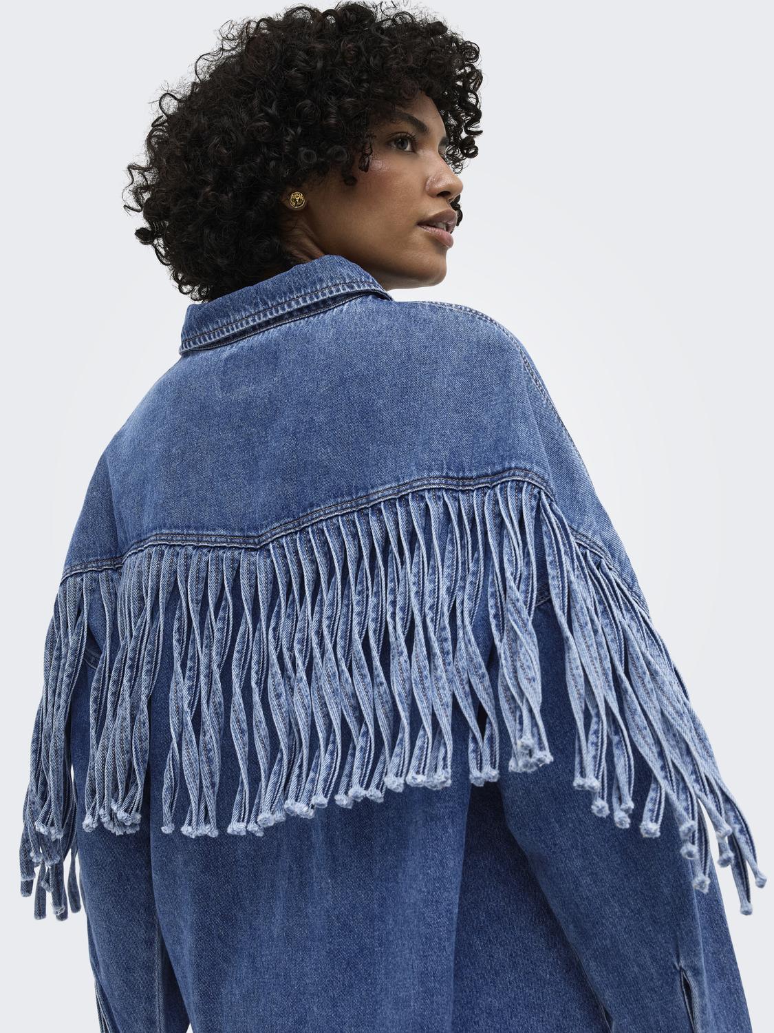 ONLMAUREEN LS FRINGE DNM SHIRT AKM - 6