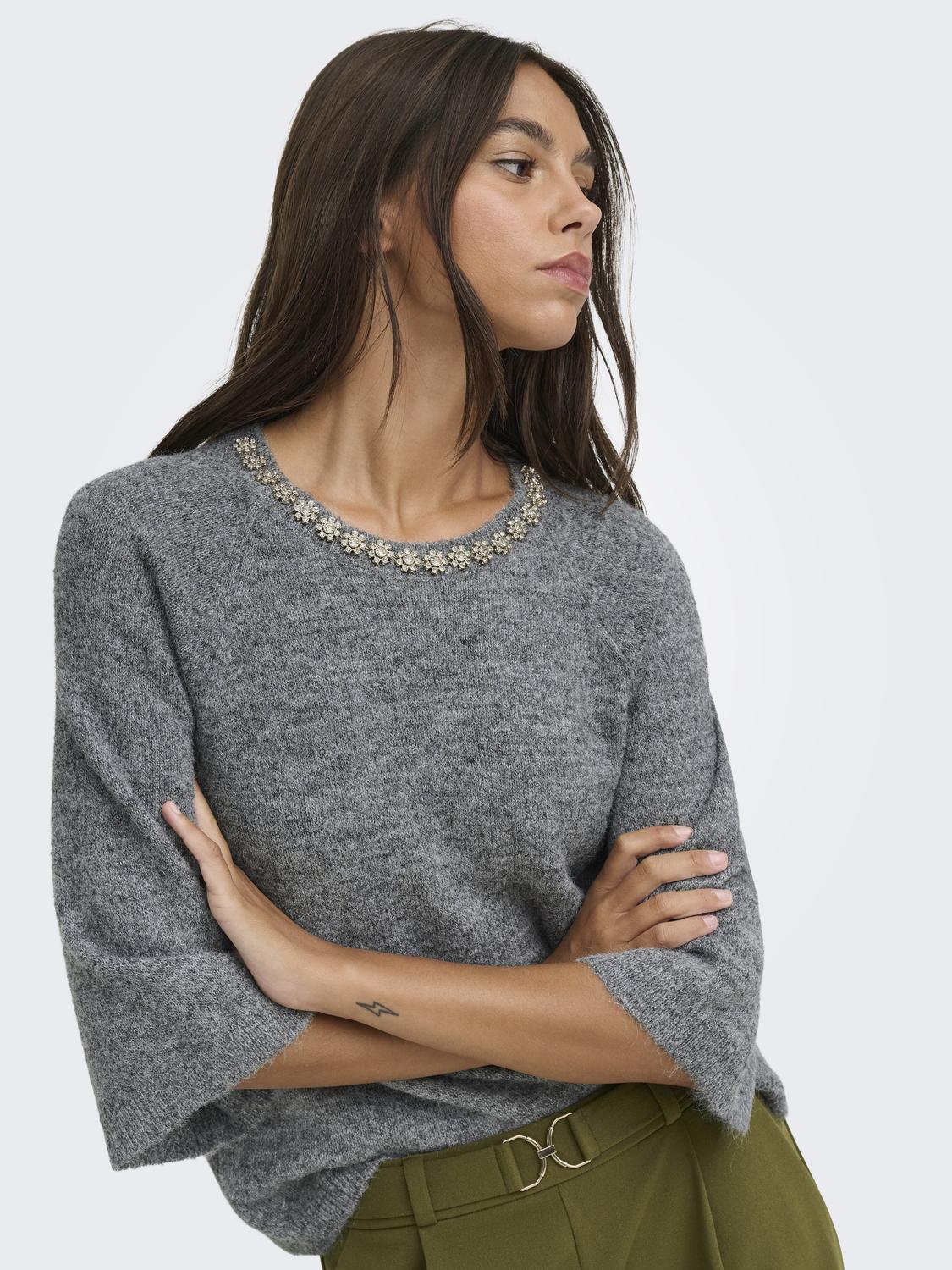 JDYALVA LIFE 3/4 EMBELLISH PULL KNT NOOS - 5