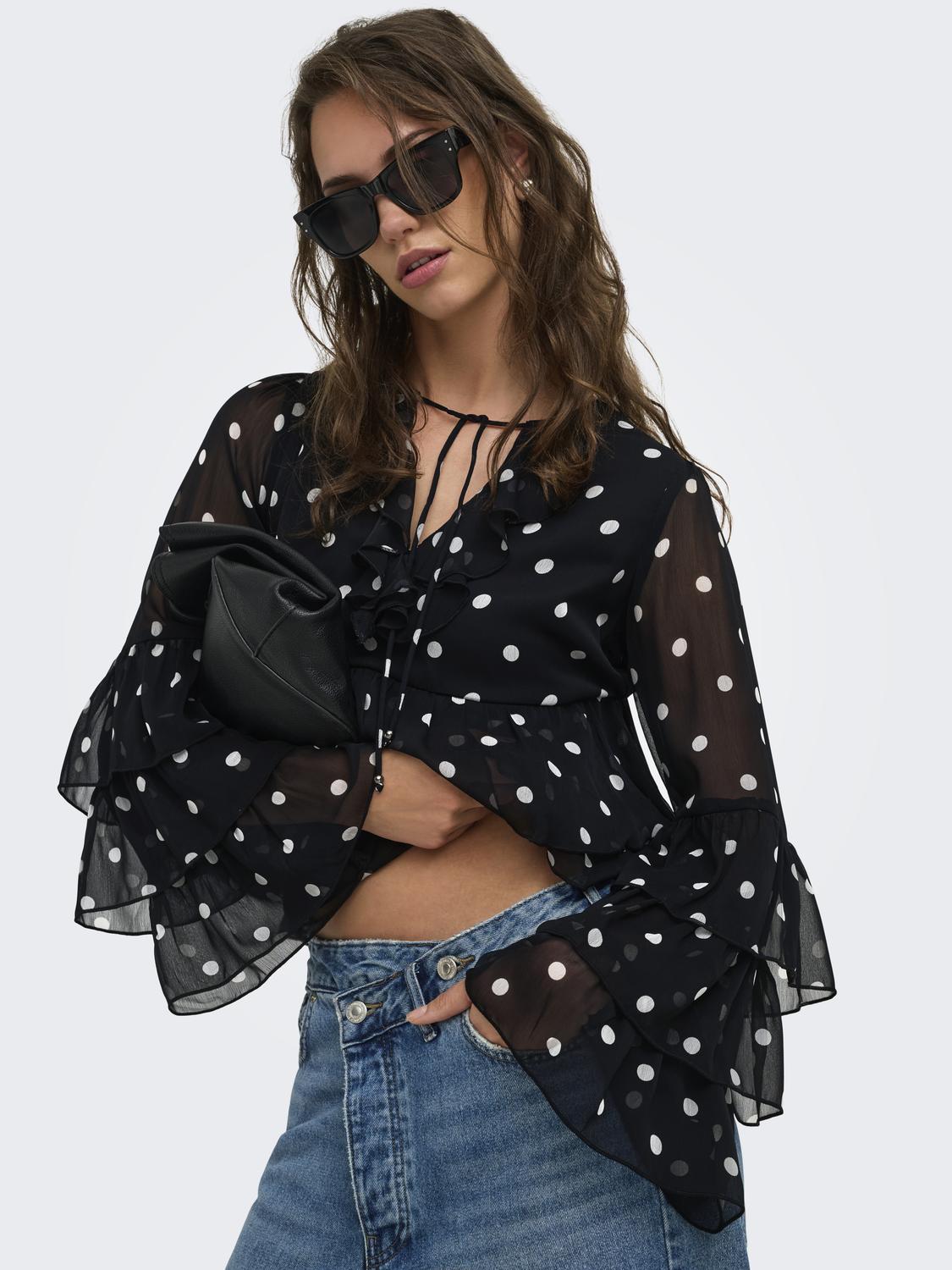 ONLNOVARA LS RUFFLE BLOUSE WVN - 5
