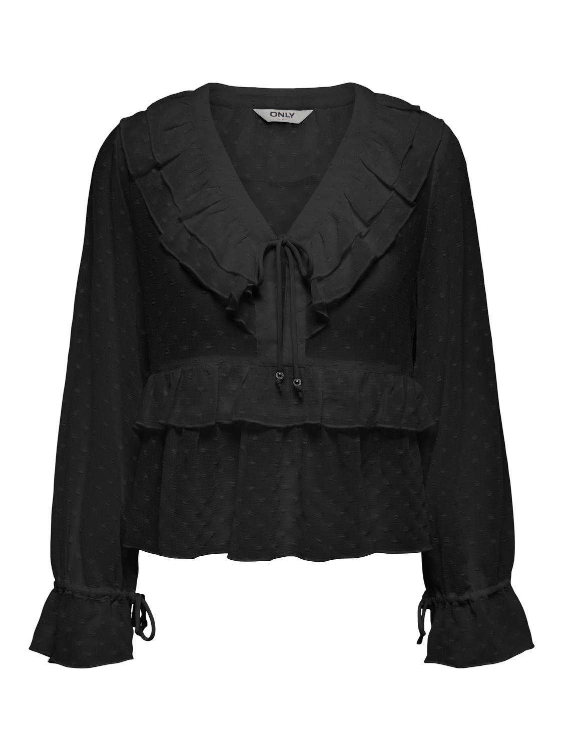 ONLYUNA L/S DOBBY TIE BLOUSE WVN