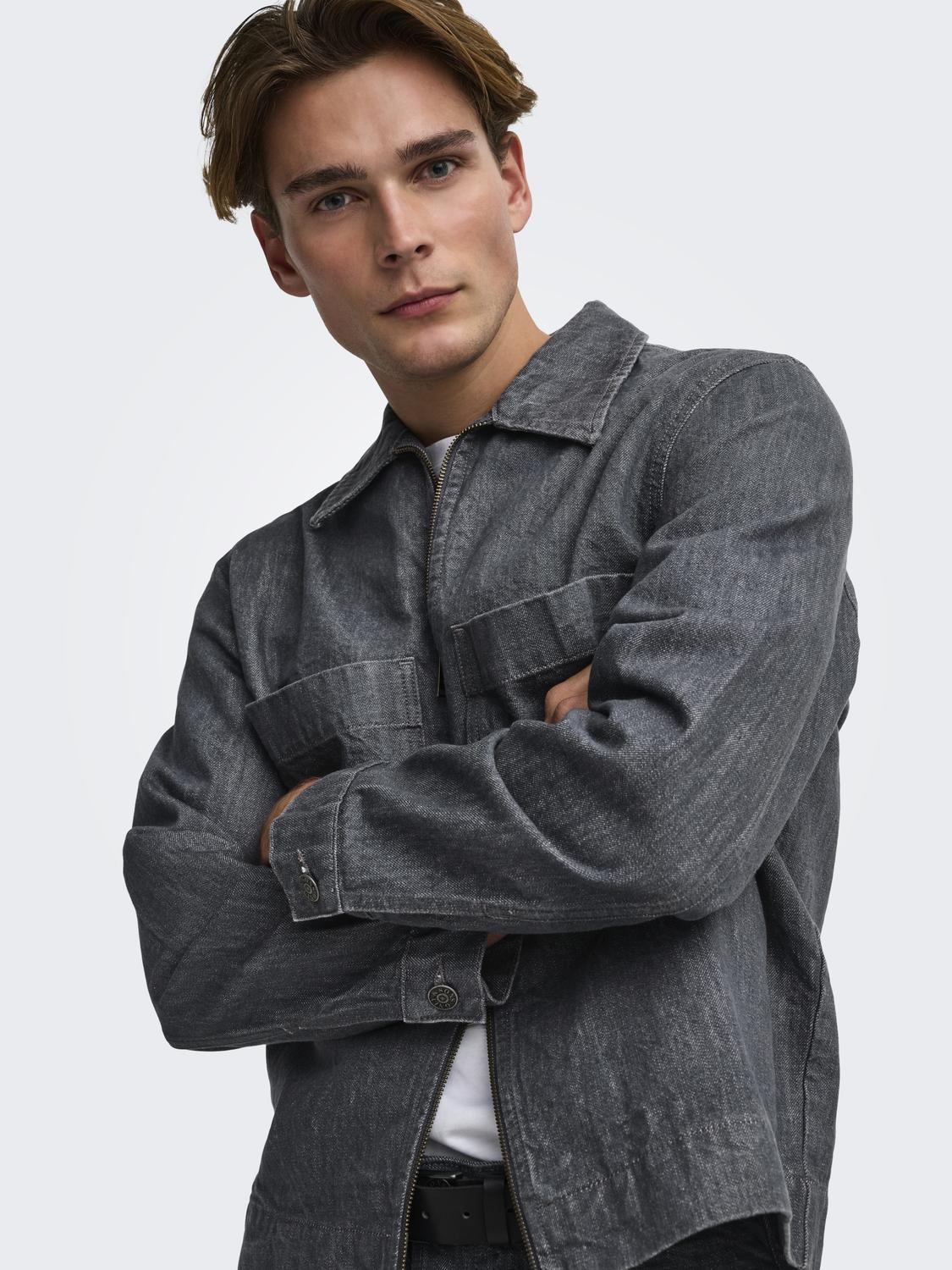 ONSCASSEL GREY RINSE 1240 DOT DNM JACKET - 4