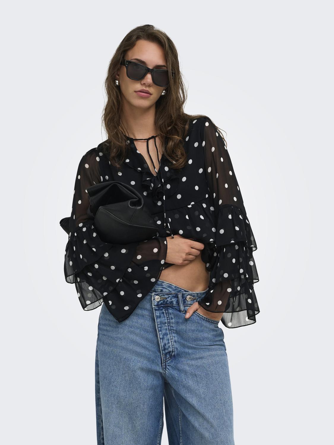 ONLNOVARA LS RUFFLE BLOUSE WVN