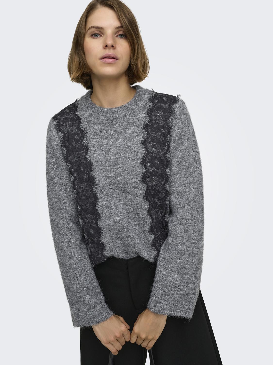 ONLMIGGIE LS O-NECK FRONT LACE EX KNT - 4