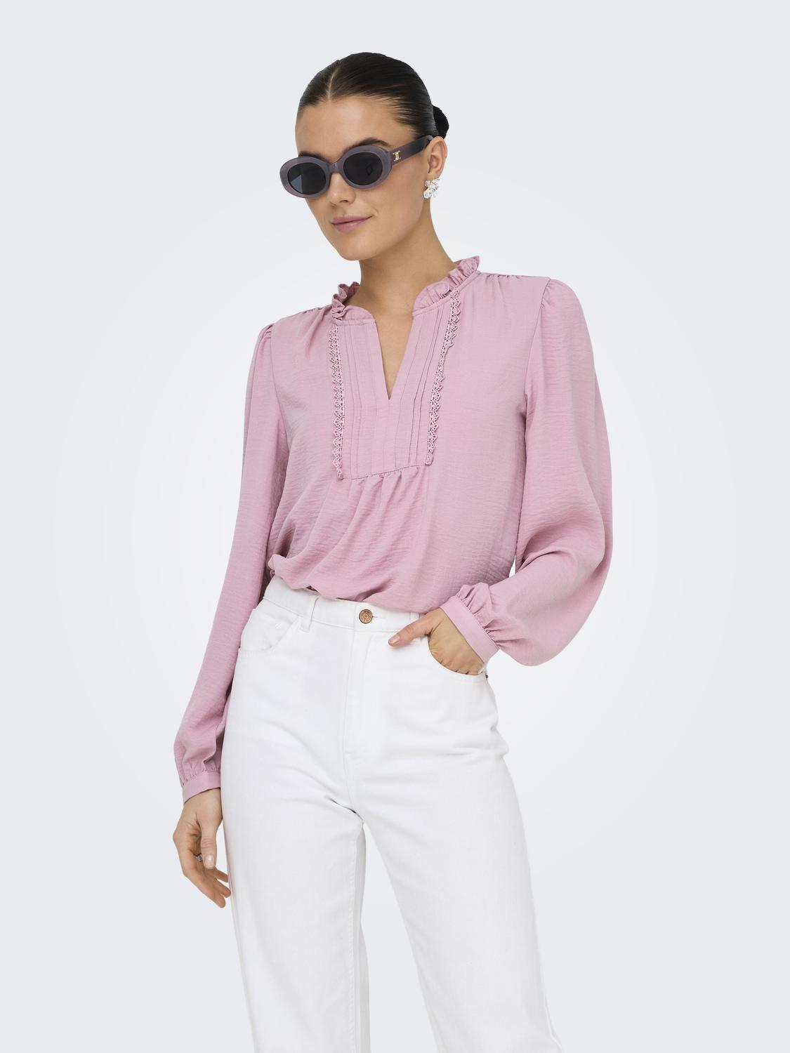 JDYRACHEL LIFE L/S PINTUCK TOP WVN NOOS