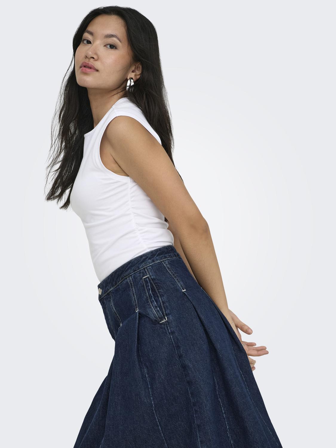 ONLMIRA Haut d’été à manches courtes pour femmes en coupe extensible - 4
