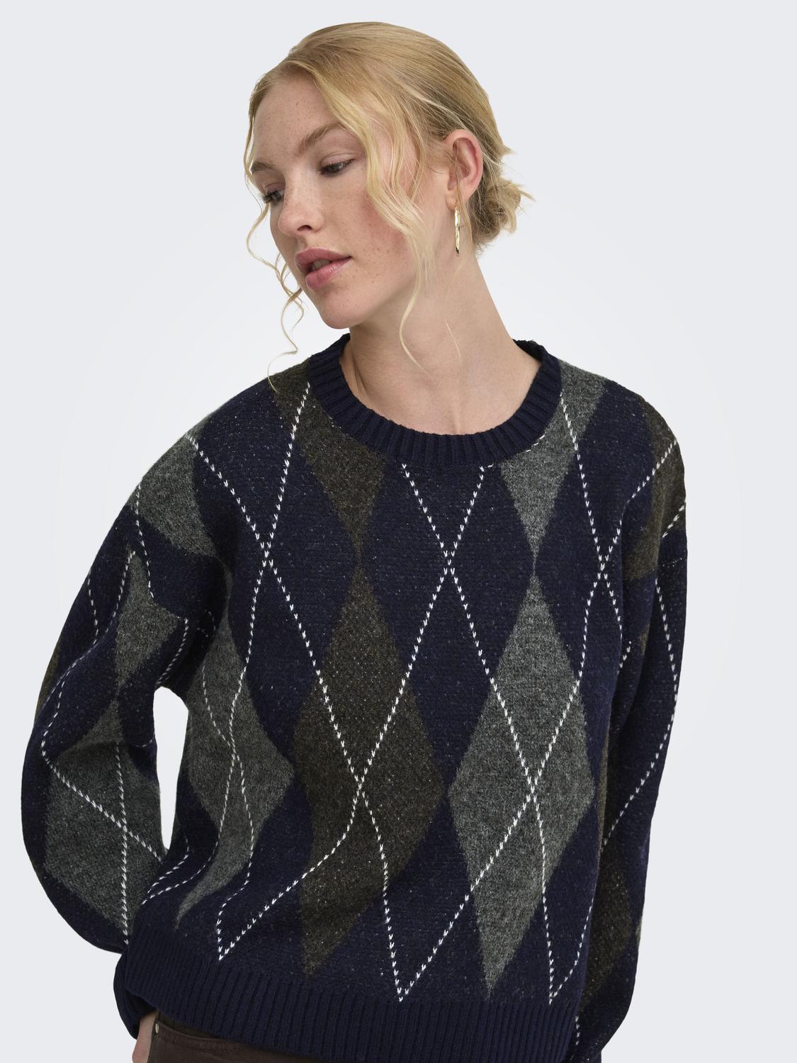 ONLRHOMBUS ARGYLE PULLOVER KNT NOOS - 5