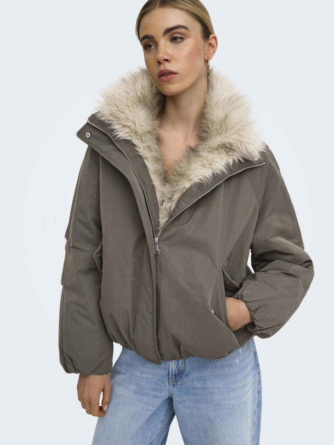 ONLAUDREY FUR COLLAR BOMBER OTW - 6