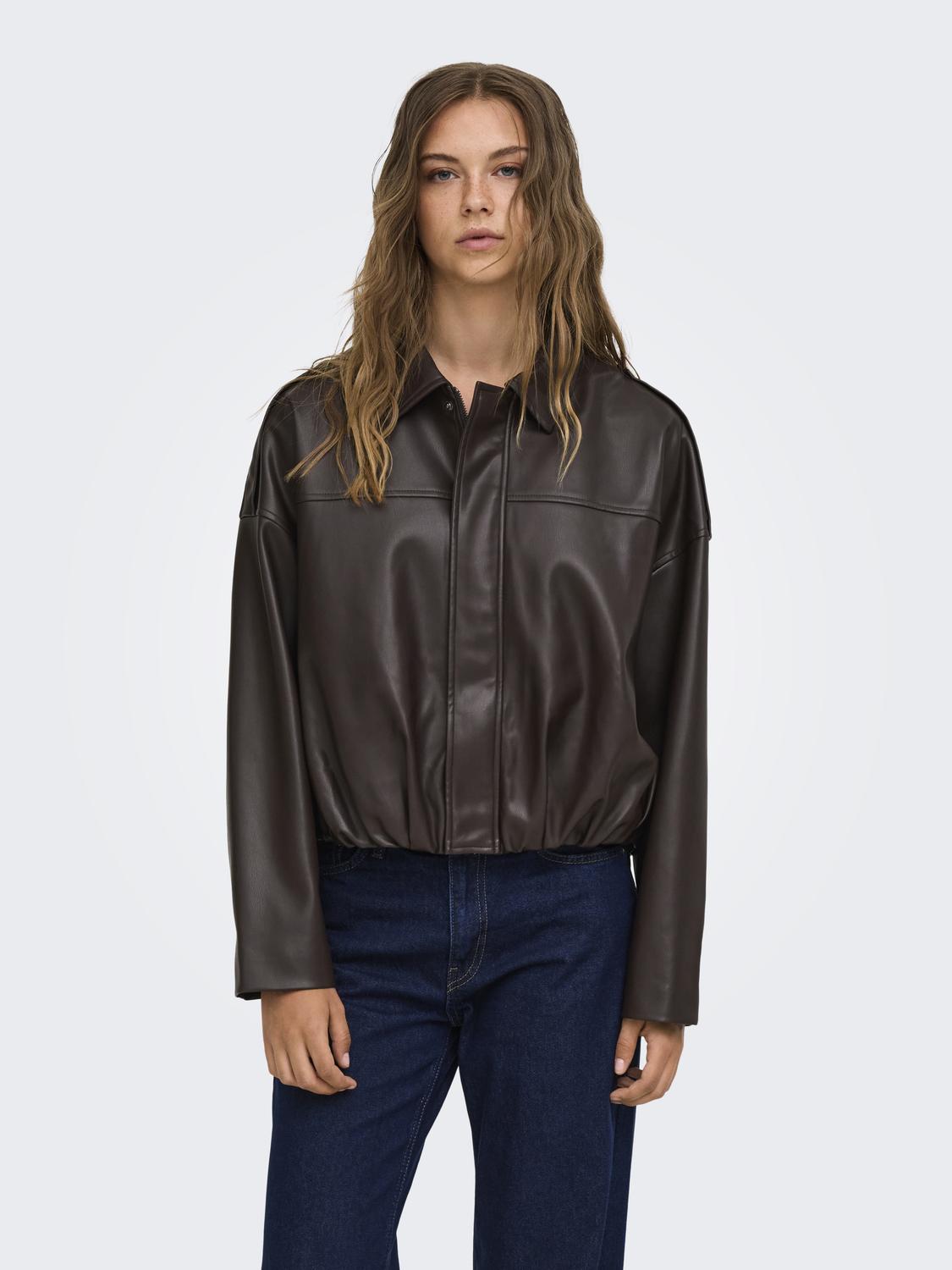 ONLMOON-NELI L/S FAUX LEATHER BOMBER PNT