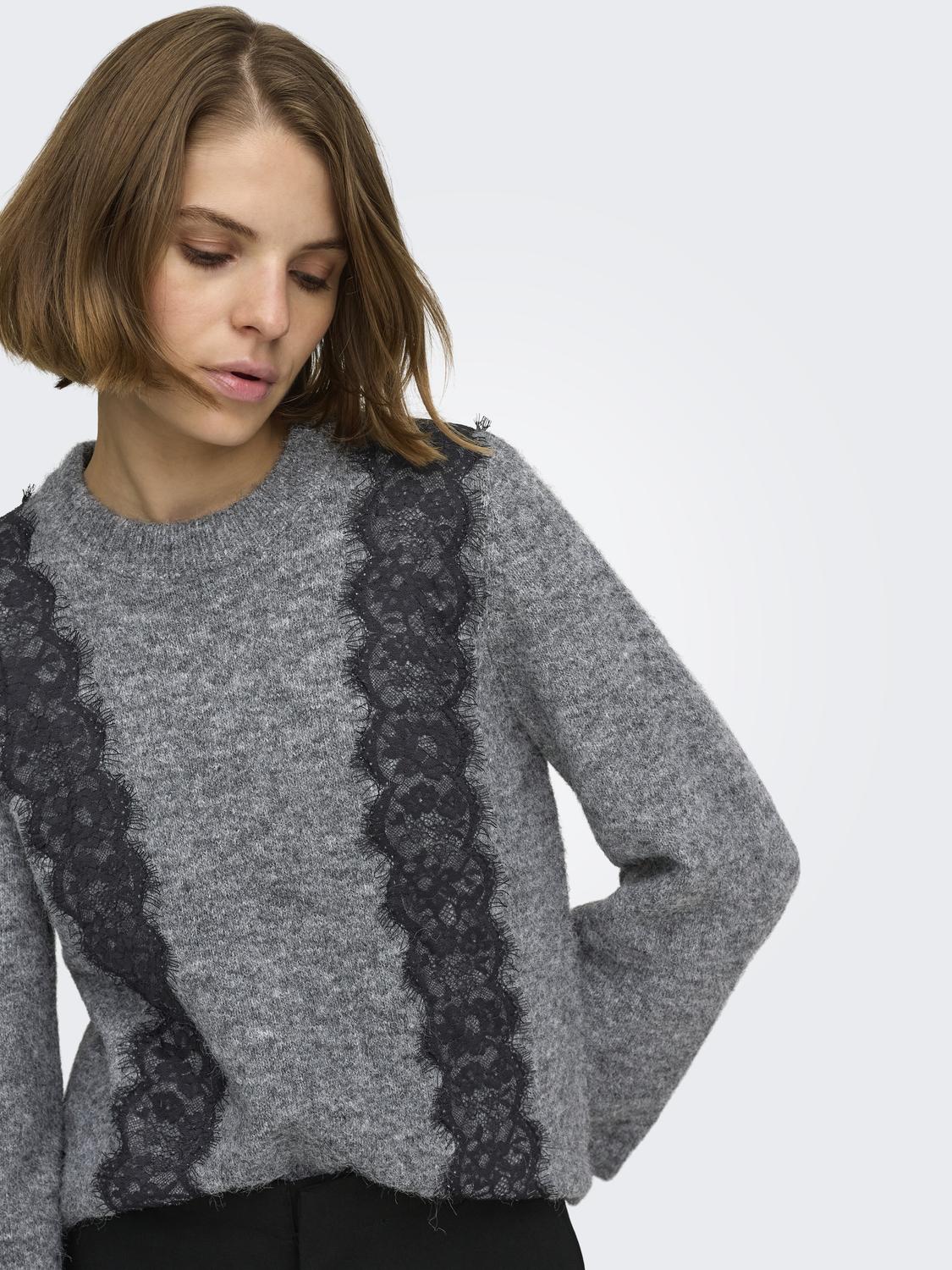 ONLMIGGIE LS O-NECK FRONT LACE EX KNT - 5