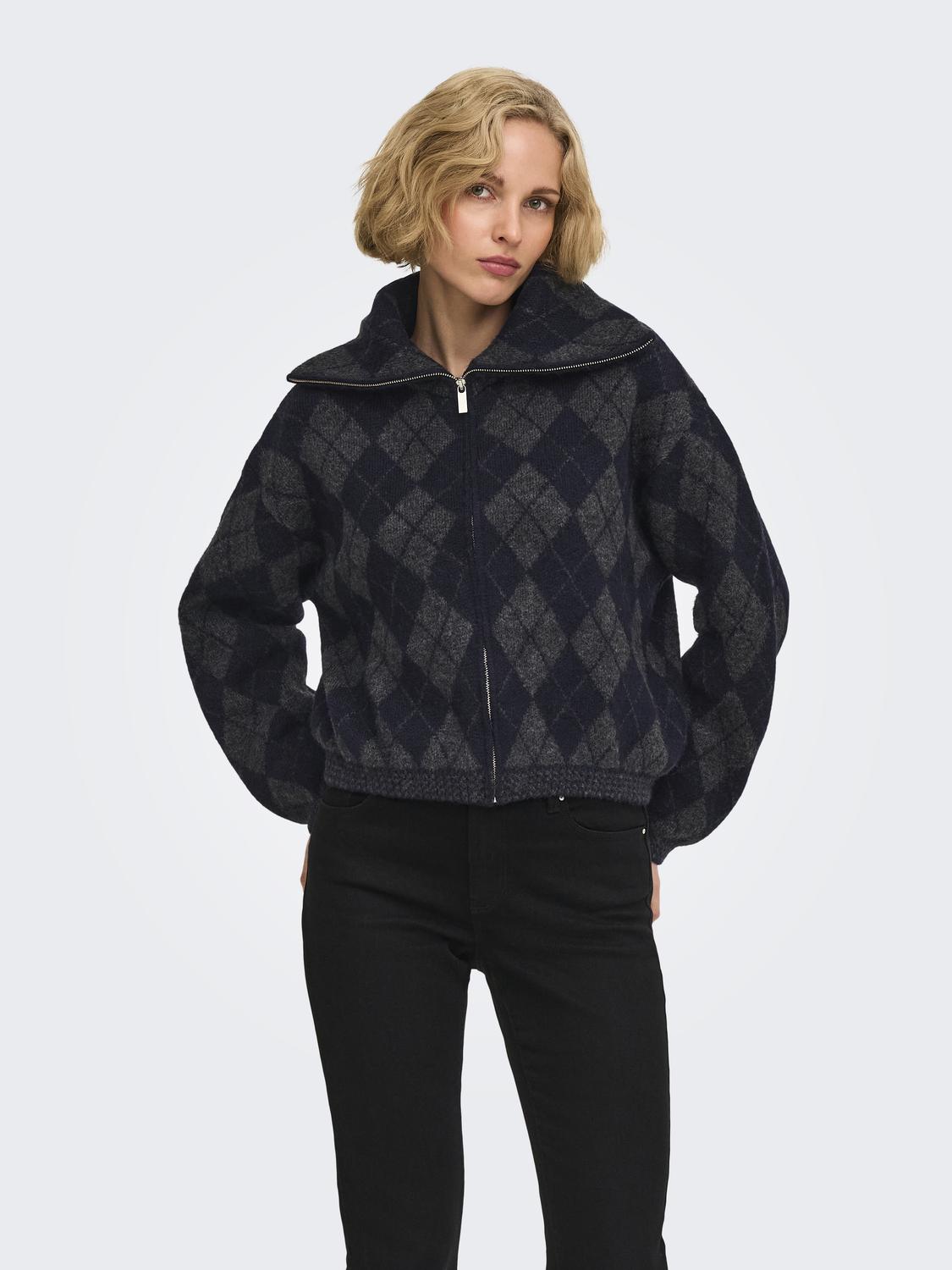 ONLMAROON LS ZIP COLLAR CARDIGAN KNT
