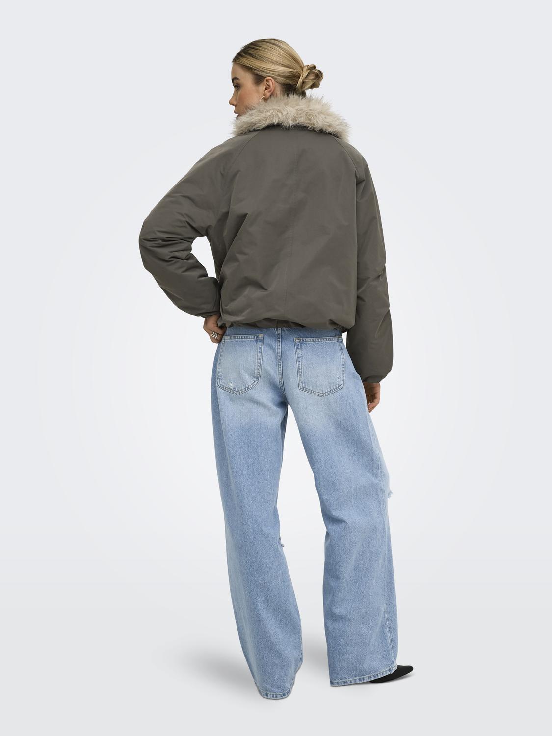 ONLAUDREY FUR COLLAR BOMBER OTW - 2