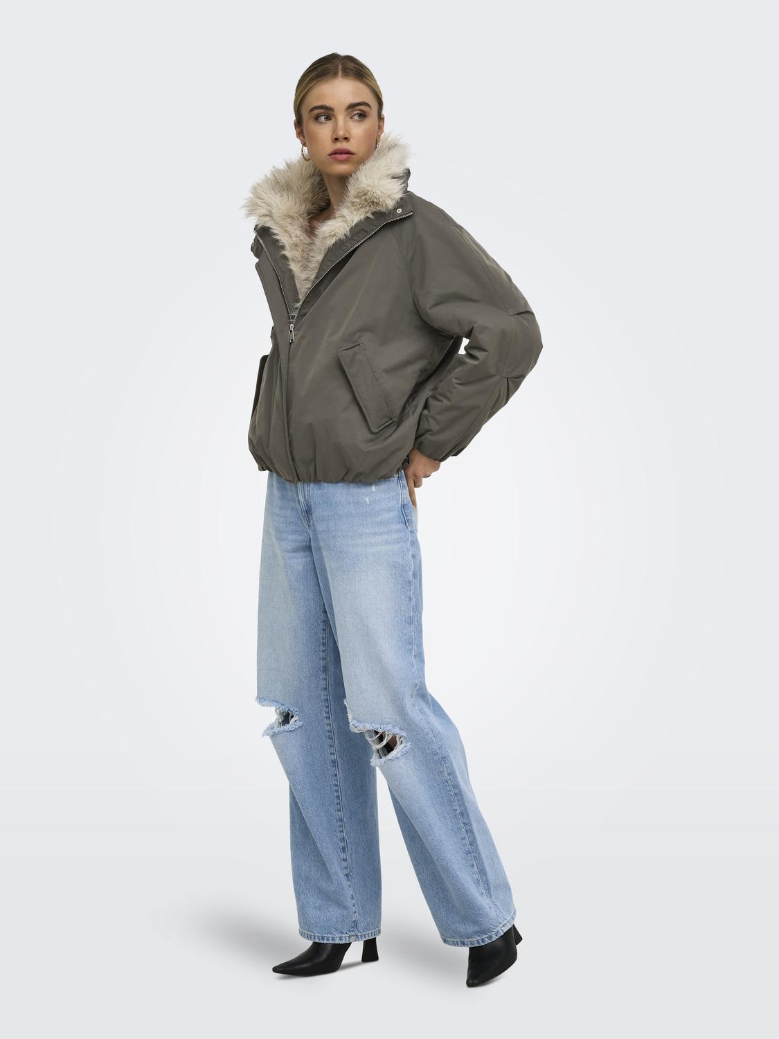ONLAUDREY FUR COLLAR BOMBER OTW - 7