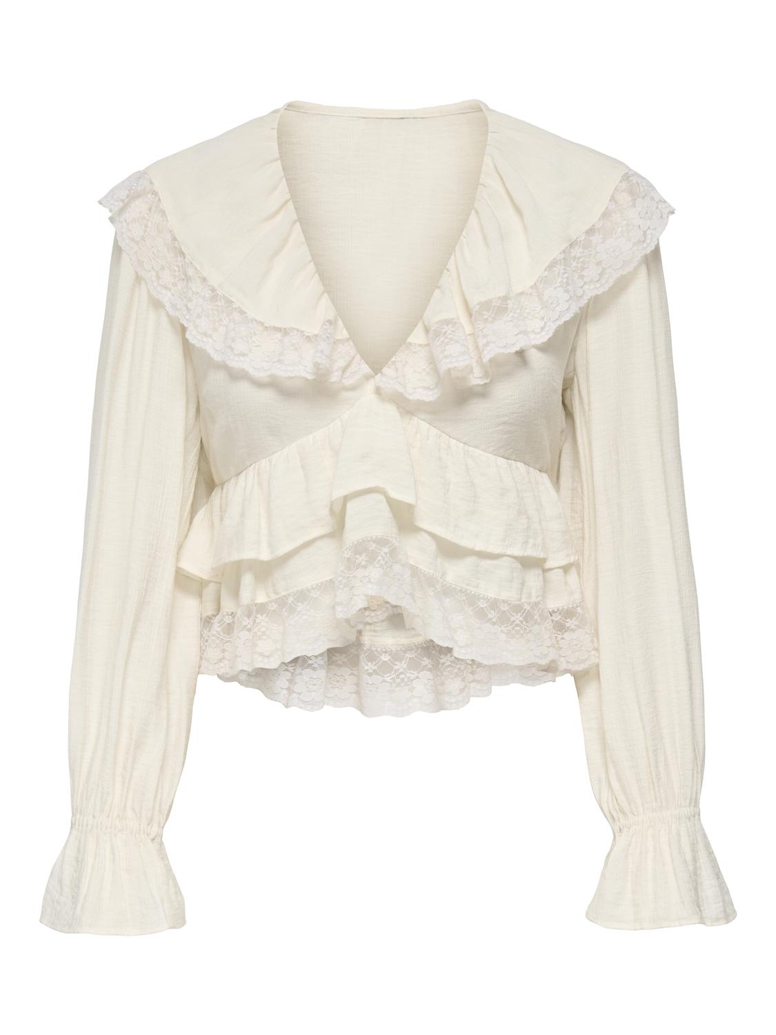 PGMARY L/S FRILL TOP WVN