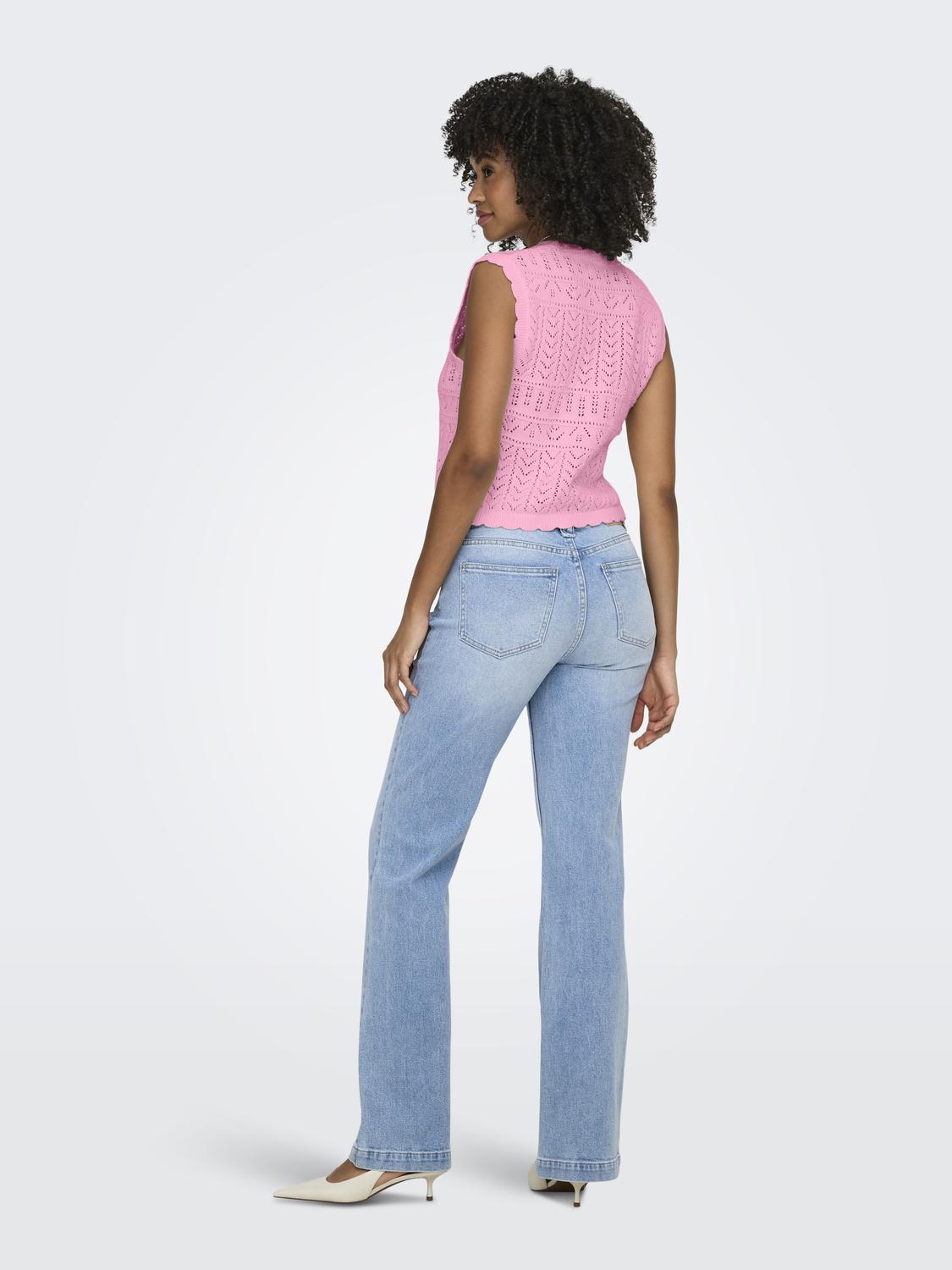 ONLIRINA Cardigan à col en V avec ourlet côtelé pour le printemps/été - 2