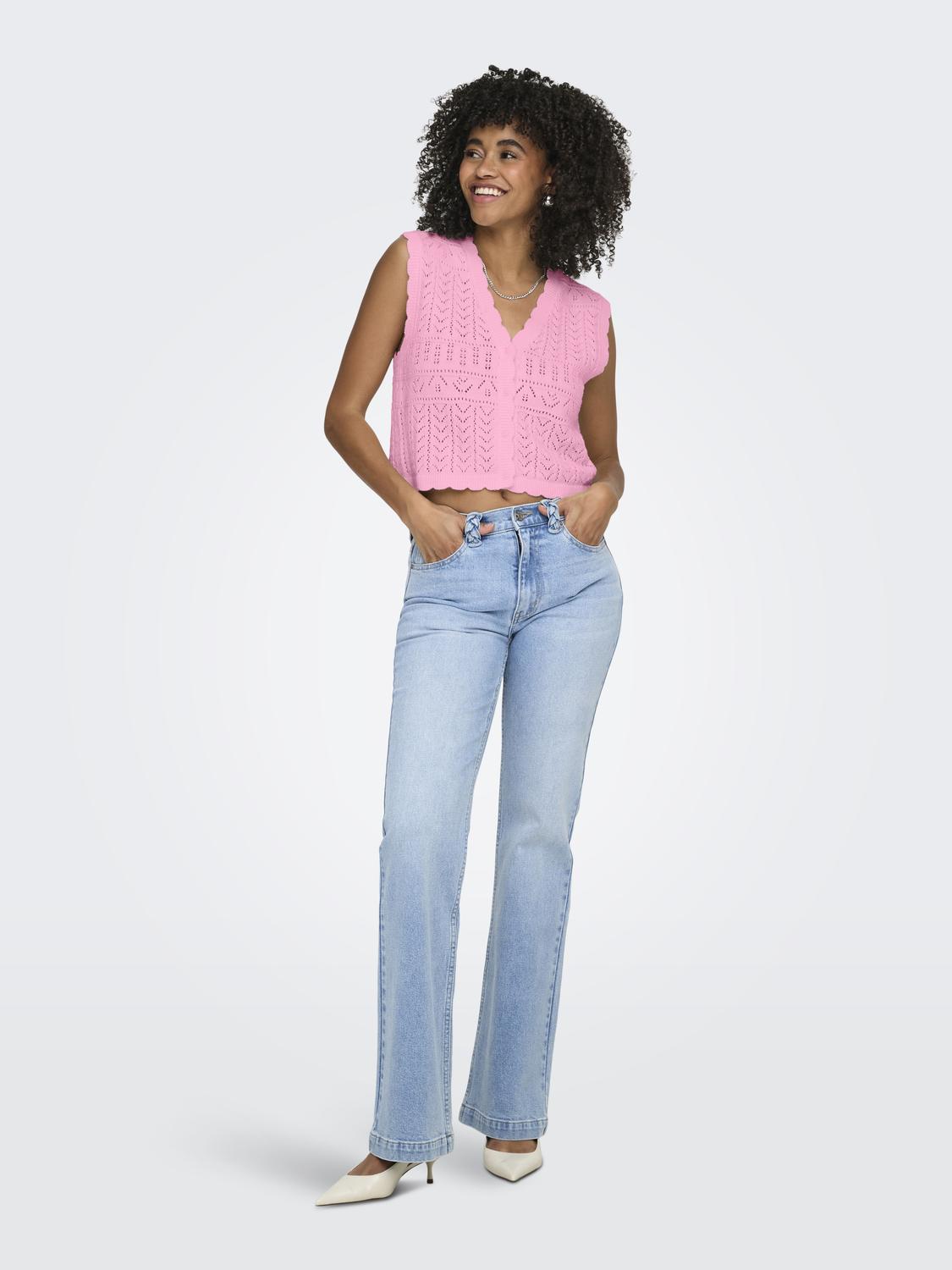 ONLIRINA Cardigan à col en V avec ourlet côtelé pour le printemps/été - 6