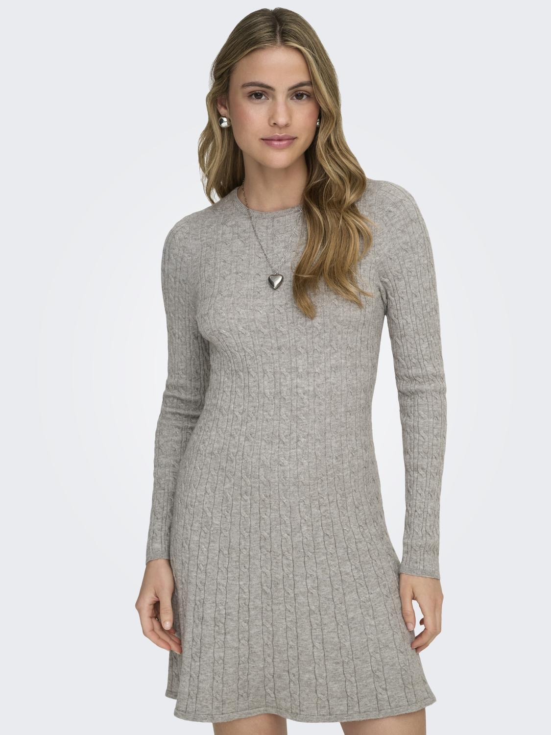 ONLIBI LS O-NECK CABLE DRESS CC KNT - 4
