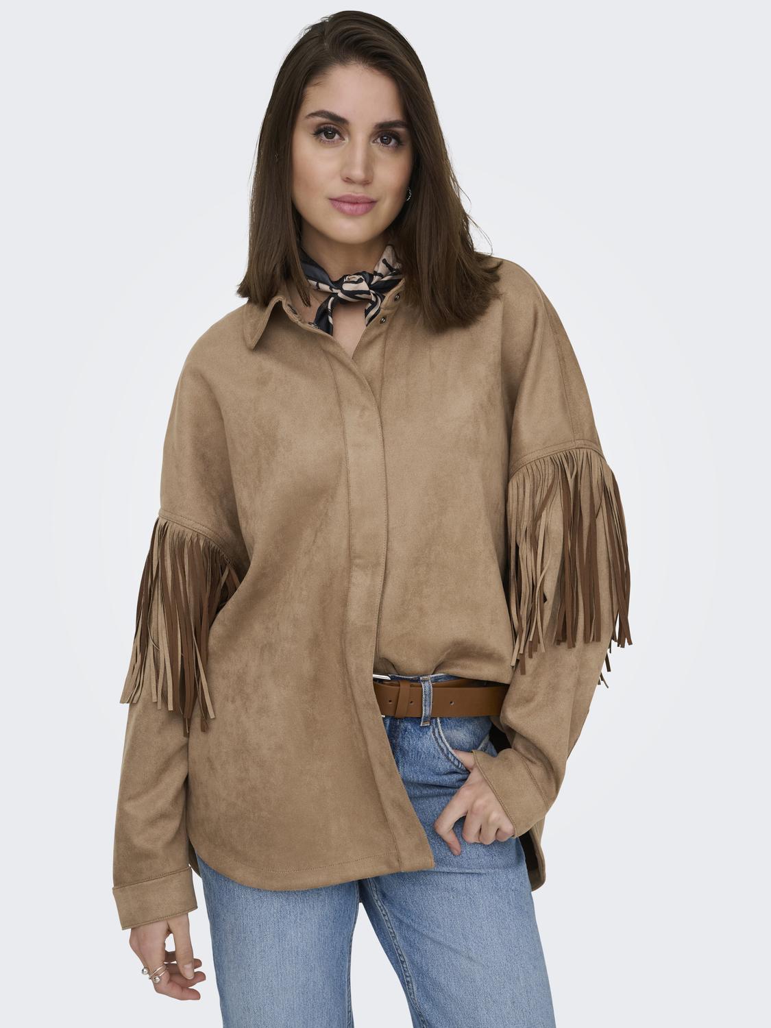 ONLSTINA FAUX SUEDE FRINGE SHACKET PNT - 5