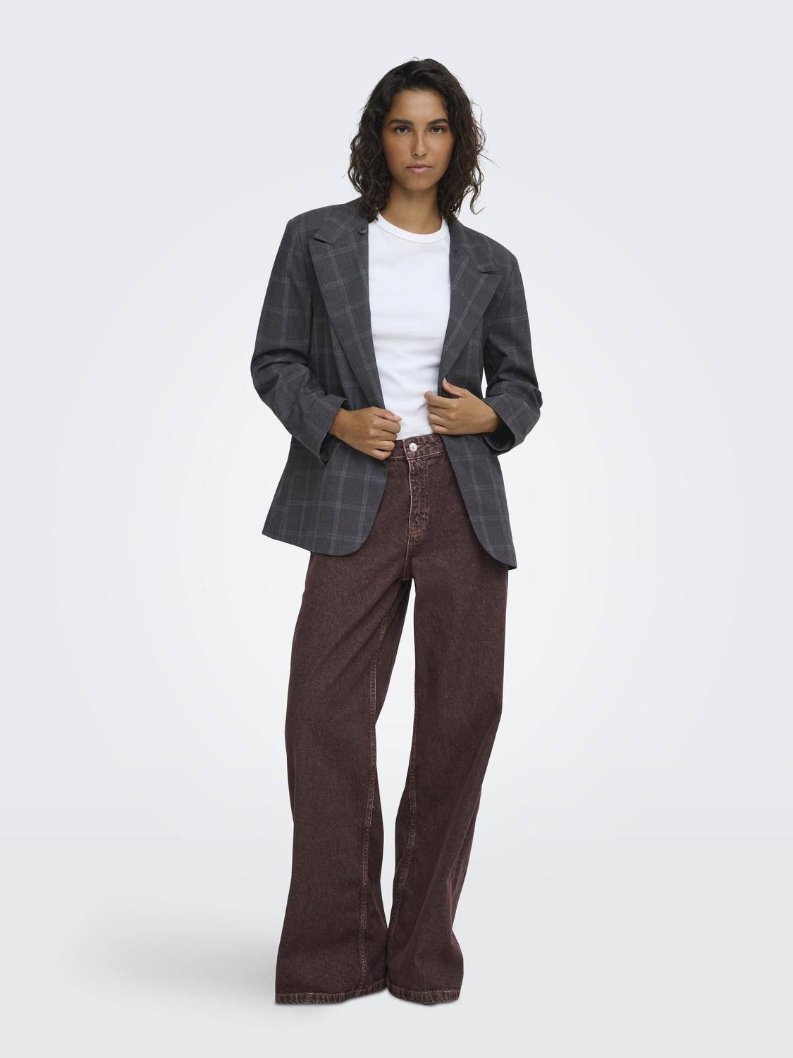 JDYVALERIE HIGH NECK CHECK BLAZER PNT - 6