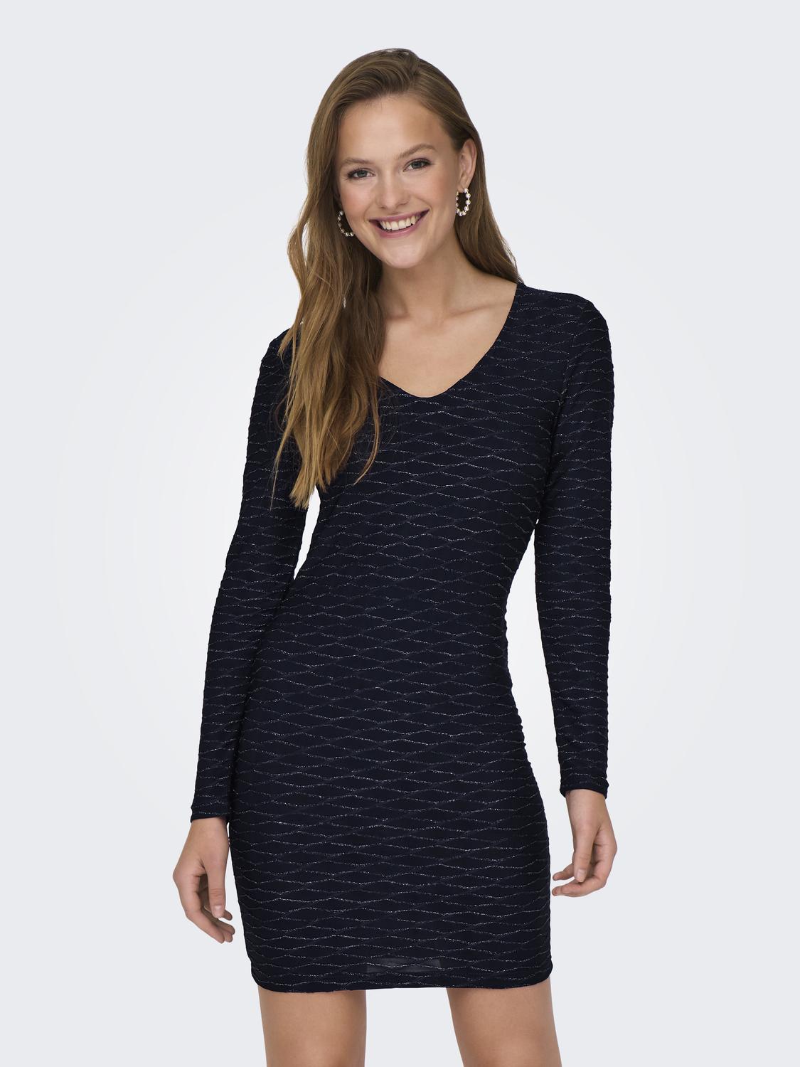 ONLASTRA L/S V-NECK GLITTER DRESS JRS