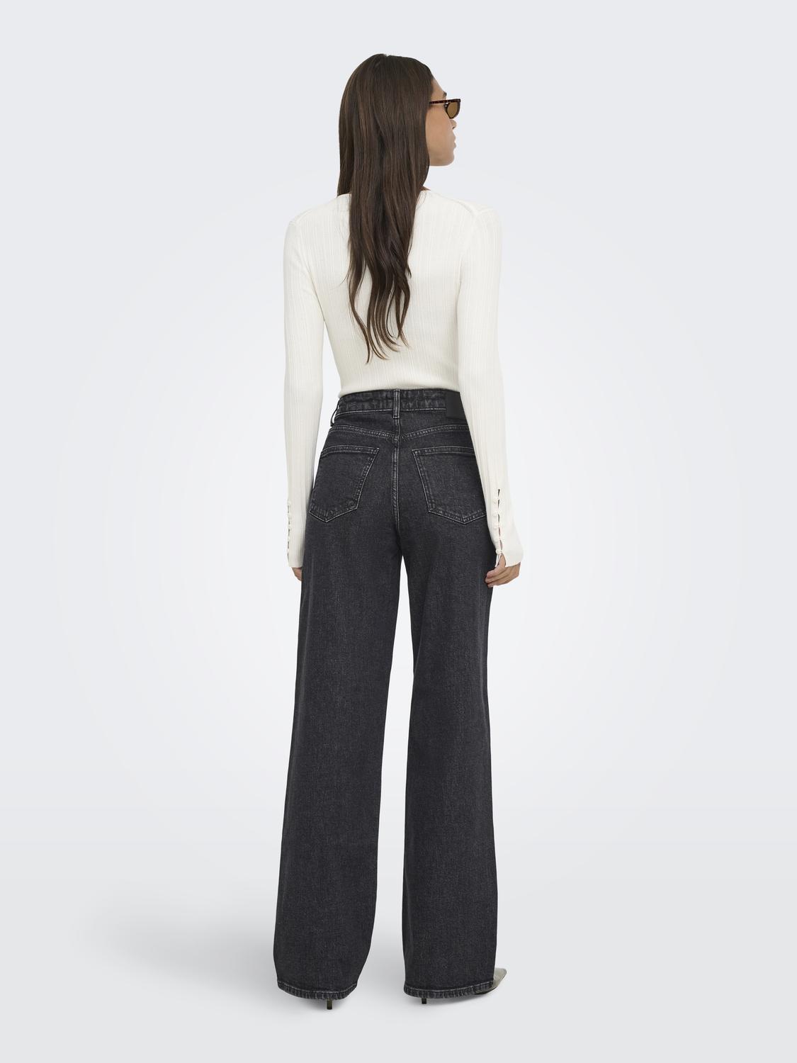 ONLJUICY Jeans met wijde pasvorm en hoge taille en achterzakken - 2