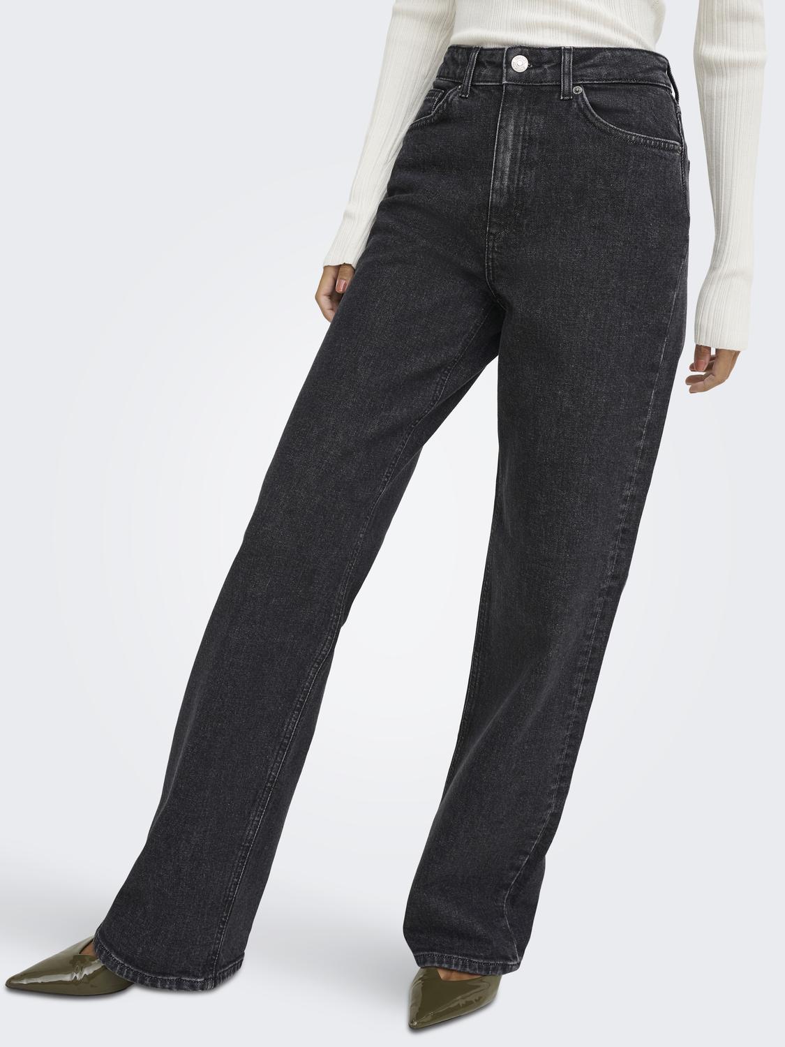 ONLJUICY Jeans met wijde pasvorm en hoge taille en achterzakken - 4