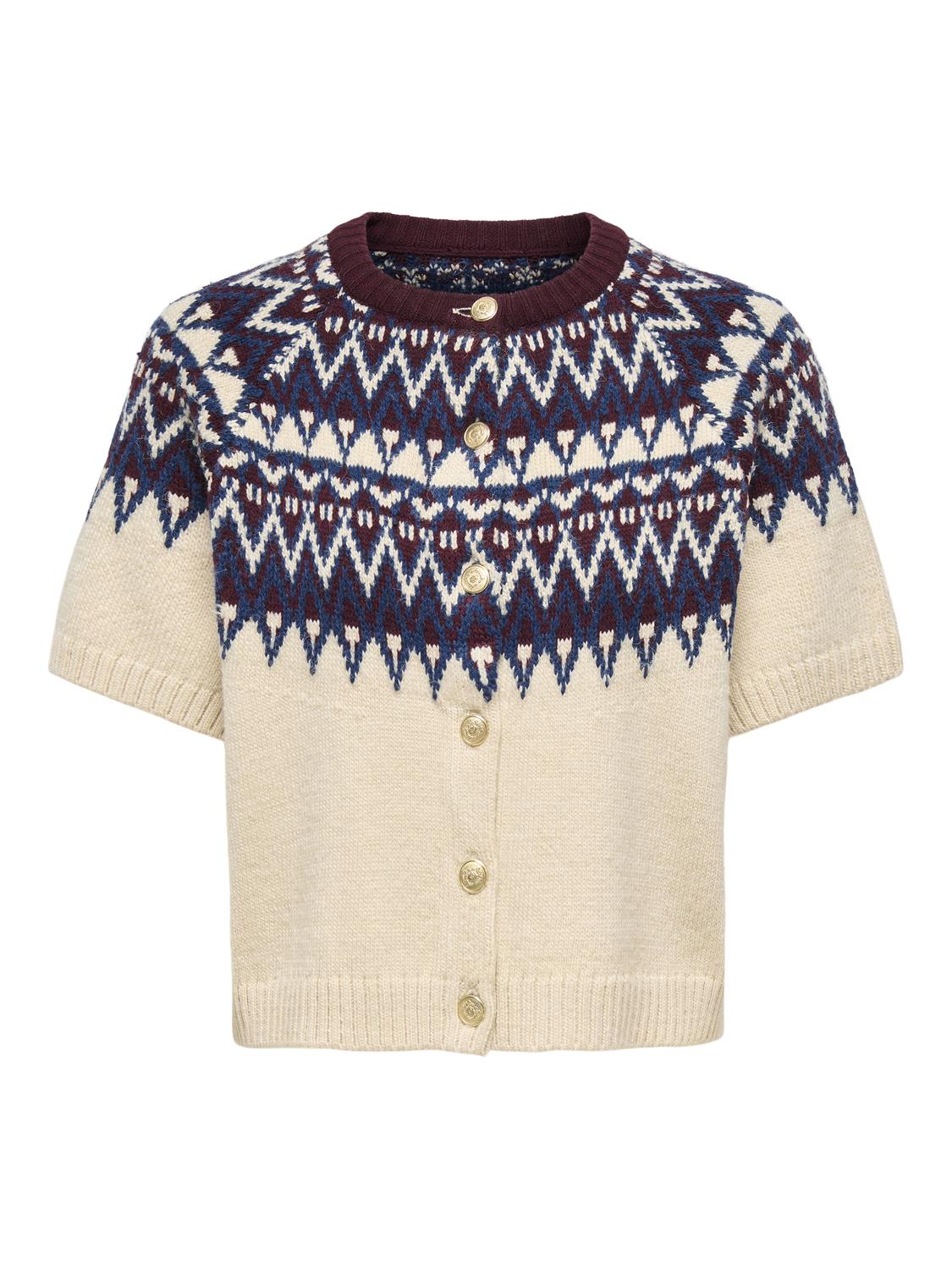 PGSINNA S/S JAQUARD CARDIGAN KNT