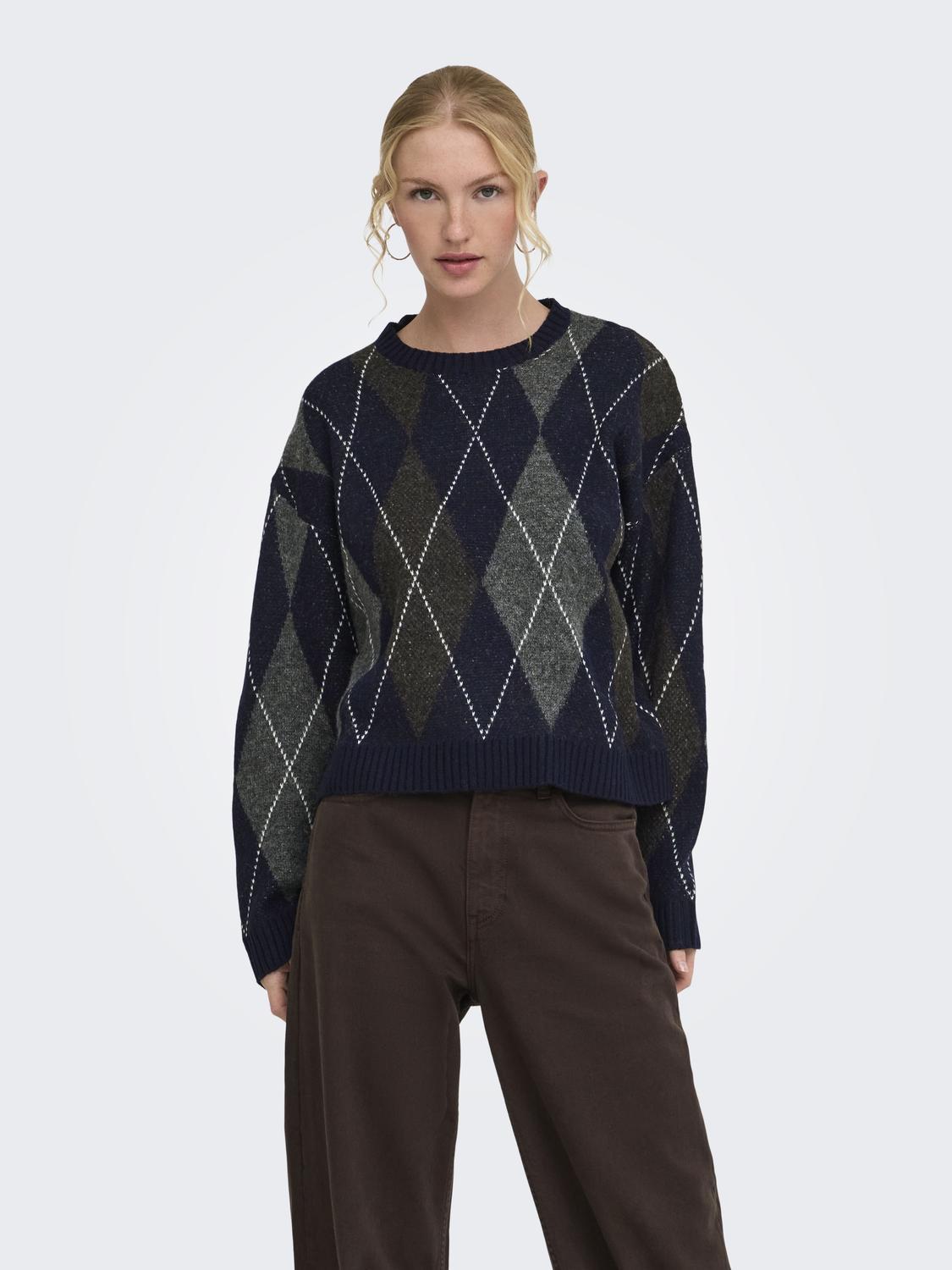 ONLRHOMBUS ARGYLE PULLOVER KNT NOOS