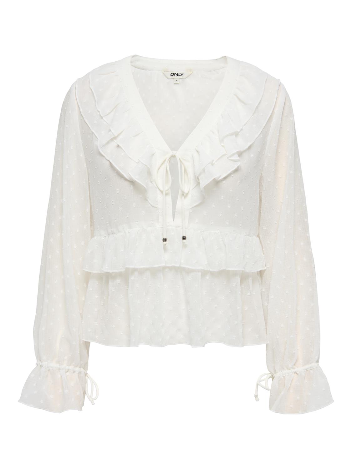 ONLYUNA L/S DOBBY TIE BLOUSE WVN