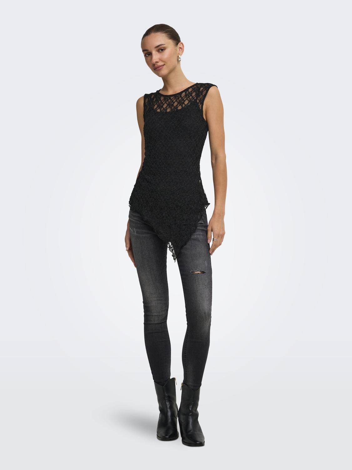 ONLLIVA S/L ASYMMETRIC LACE TOP JRS - 6
