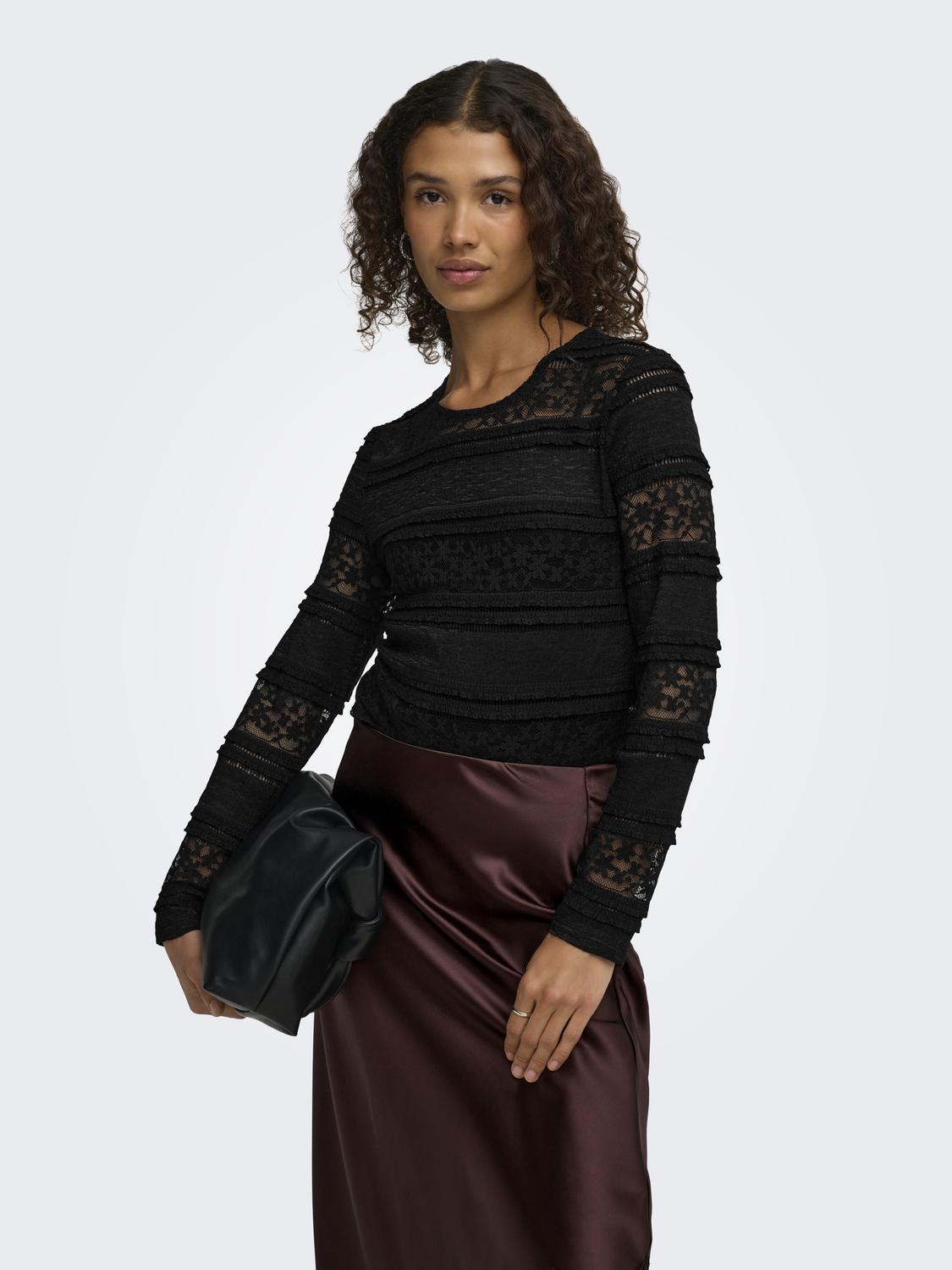 JDYSARAH L/S LACE TOP JRS NOOS