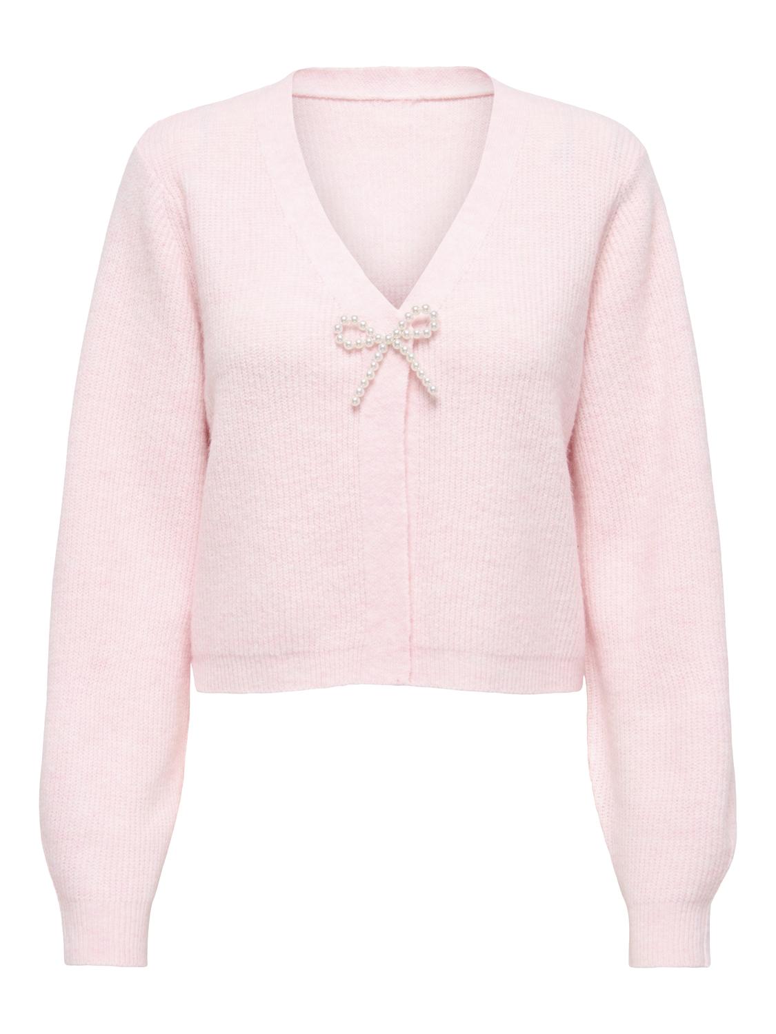 STUANNA Feminin strikket cardigan med V-hals og lange ermer