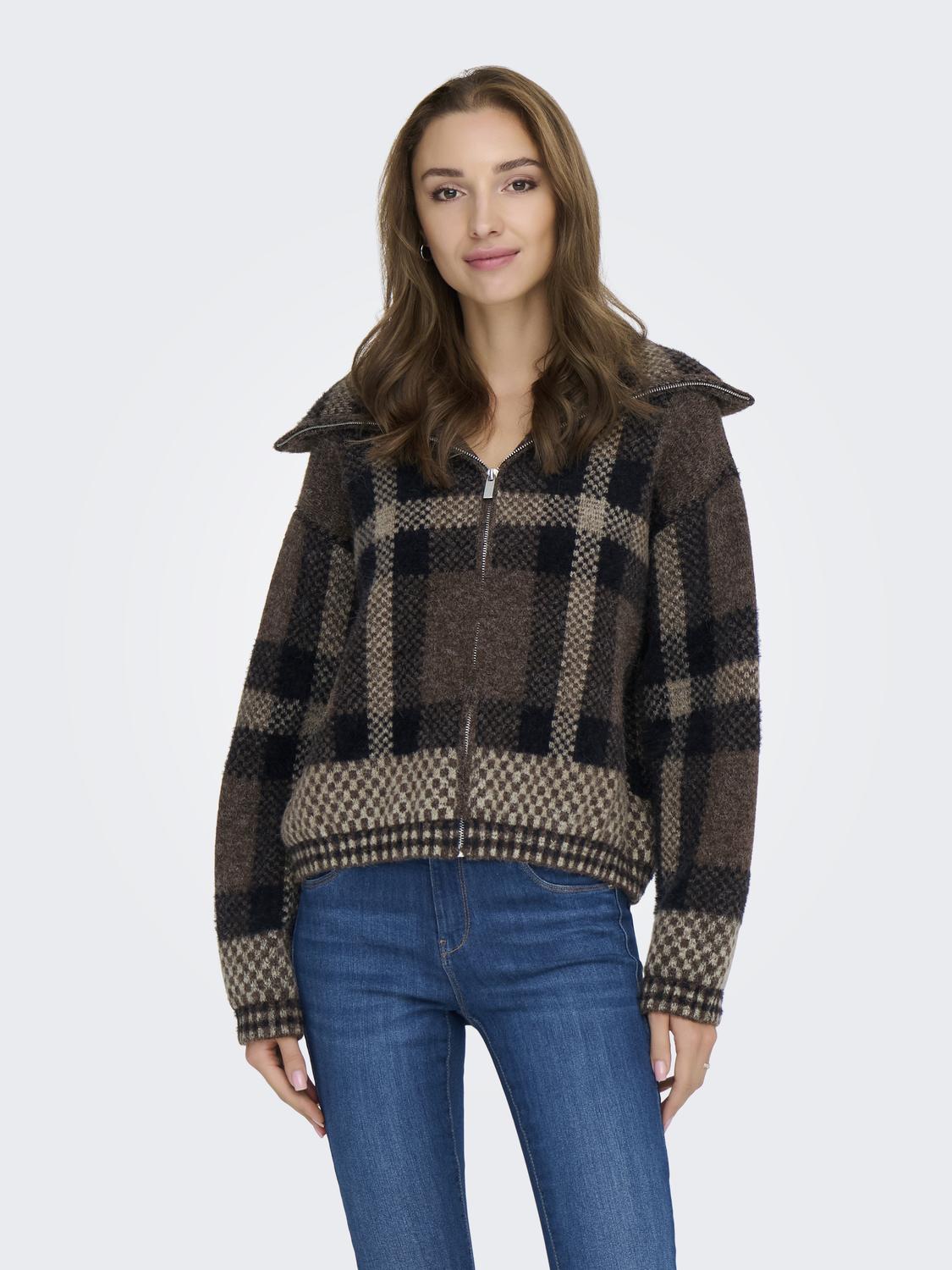 ONLMAROON LS ZIP COLLAR CARDIGAN KNT