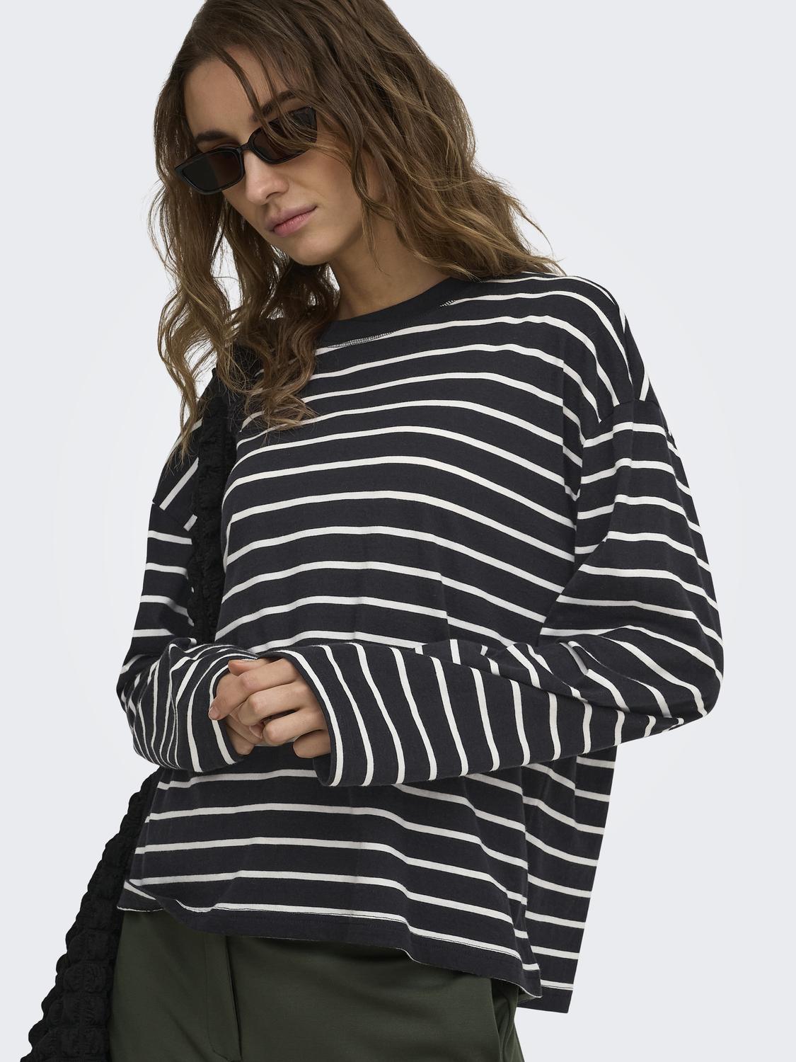 ONLHAPPY L/S O-NECK STRIPE TEE JRS - 5