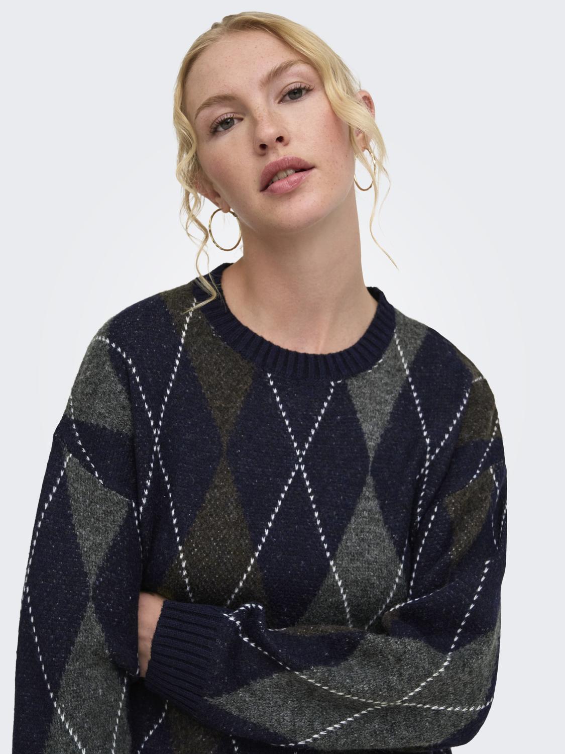ONLRHOMBUS ARGYLE PULLOVER KNT NOOS - 4
