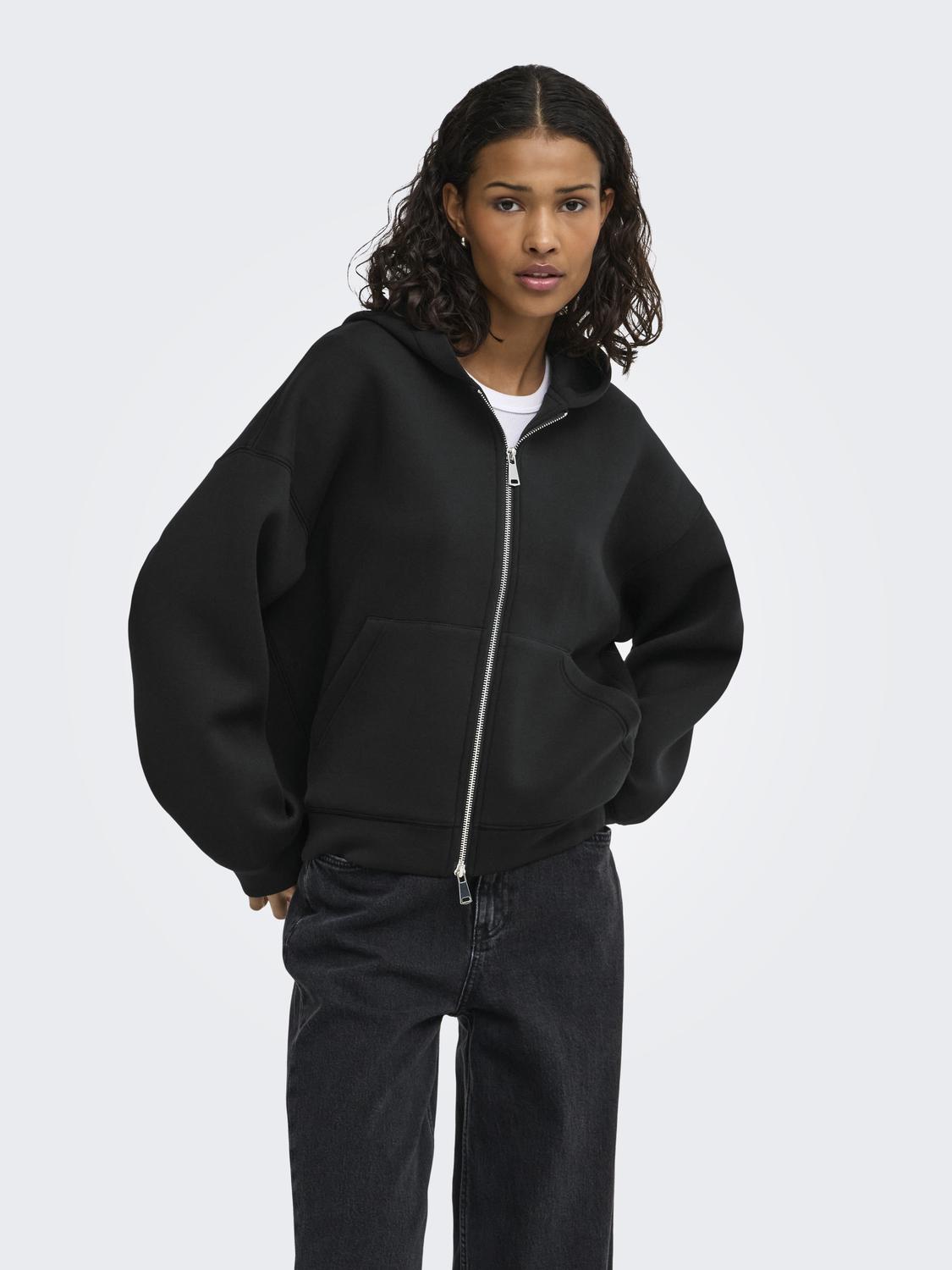 JDYSABRINA L/S SCUBA ZIP HOODIE JRS NOOS