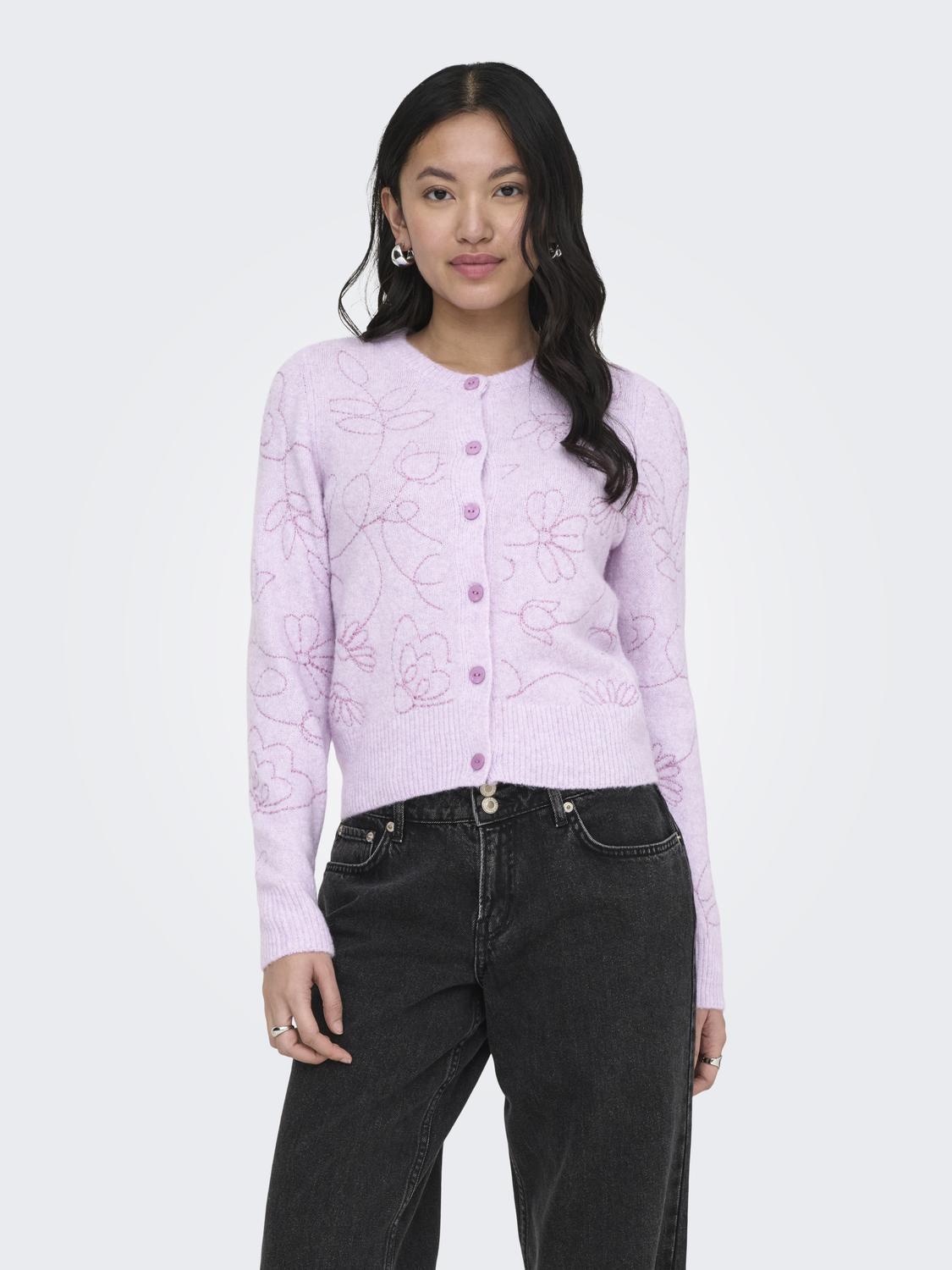 ONLSOLA LS EMB O-NECK CARDIGAN KNT