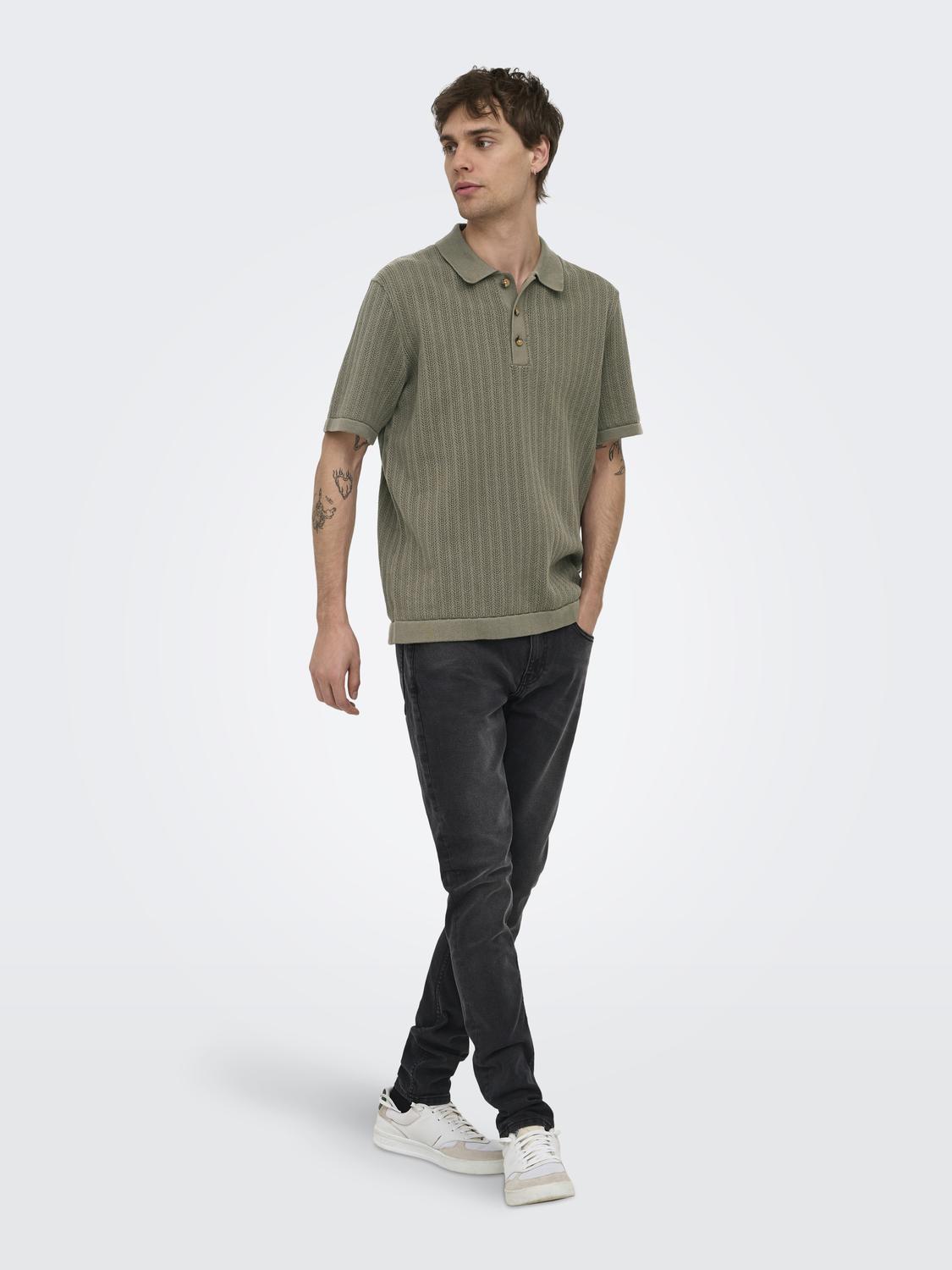 ONSMOON REG 12 SS POLO KNIT NOOS - 6